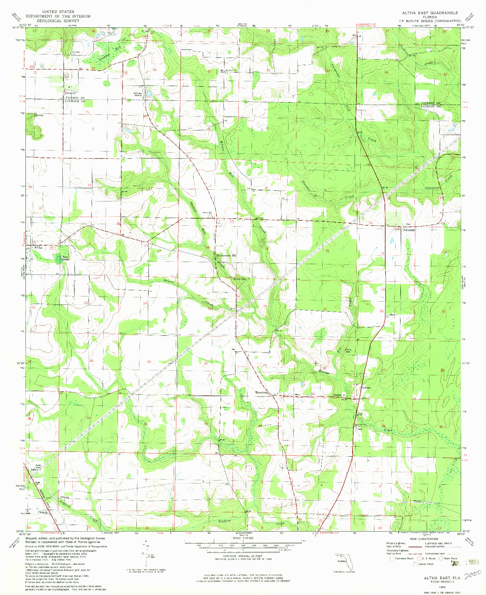 USGS 1:24000-SCALE QUADRANGLE FOR ALTHA EAST, FL 1982