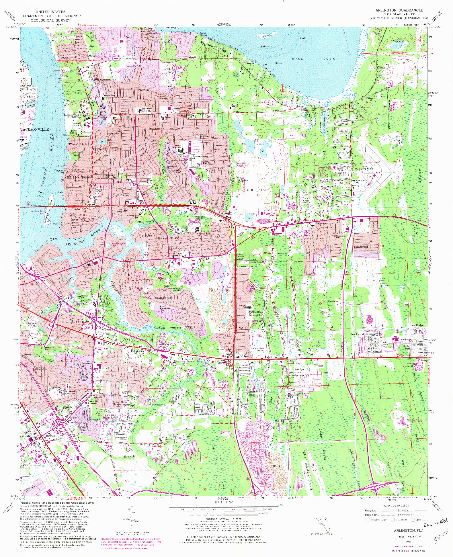 USGS 1:24000-SCALE QUADRANGLE FOR ARLINGTON, FL 1963