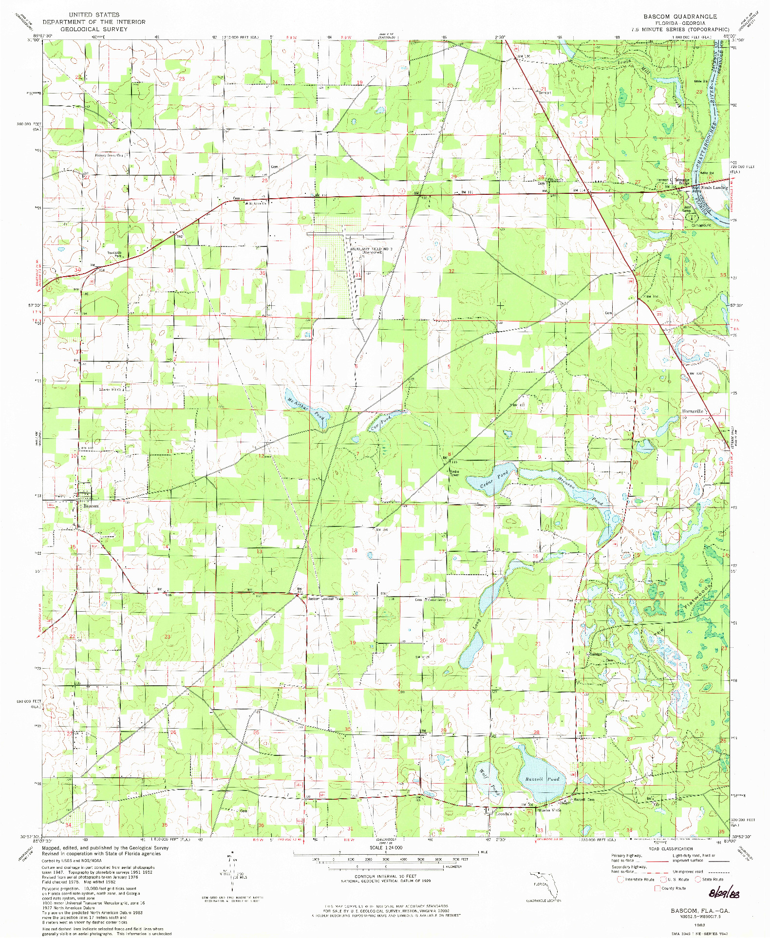 USGS 1:24000-SCALE QUADRANGLE FOR BASCOM, FL 1982