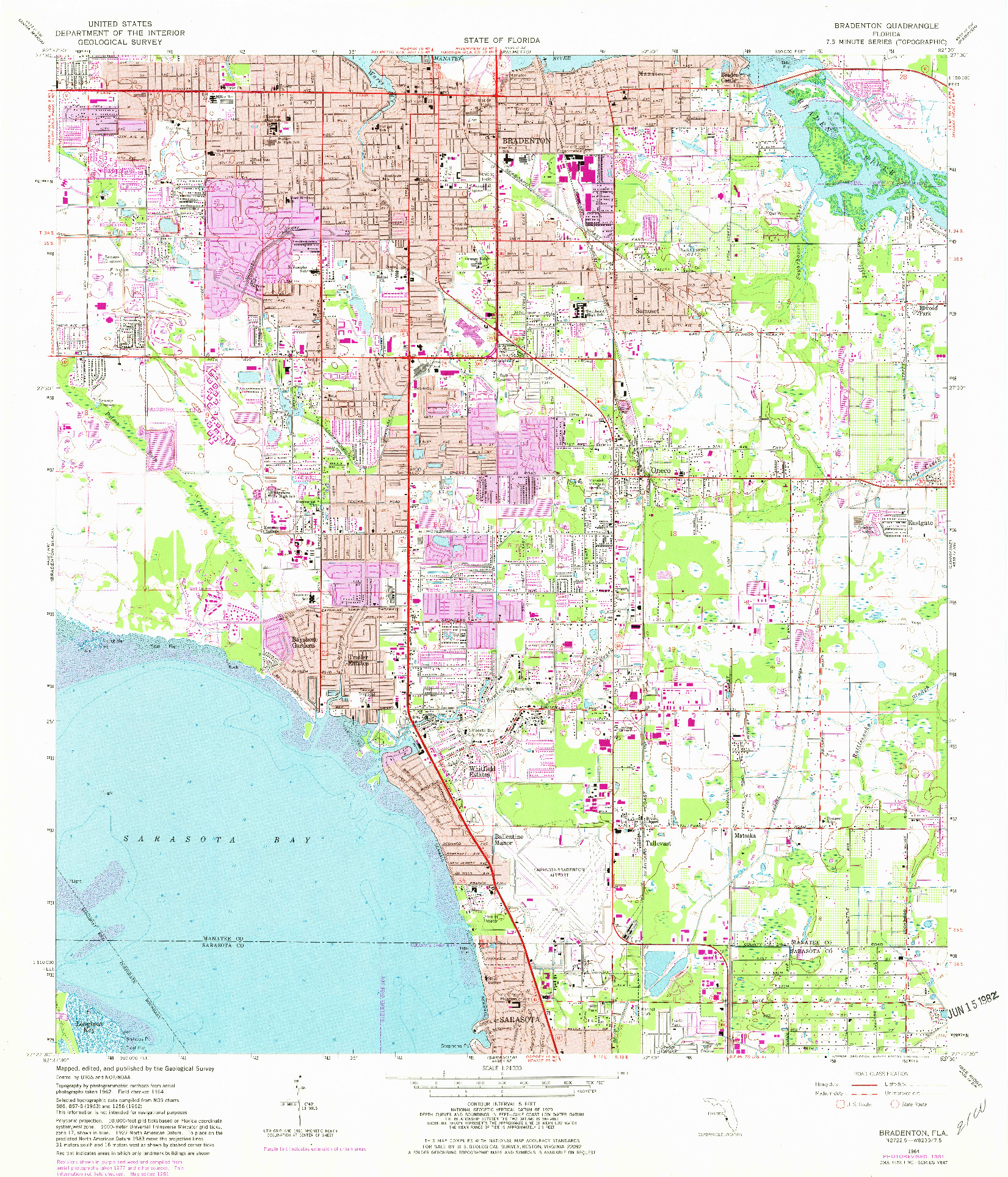 USGS 1:24000-SCALE QUADRANGLE FOR BRADENTON, FL 1964