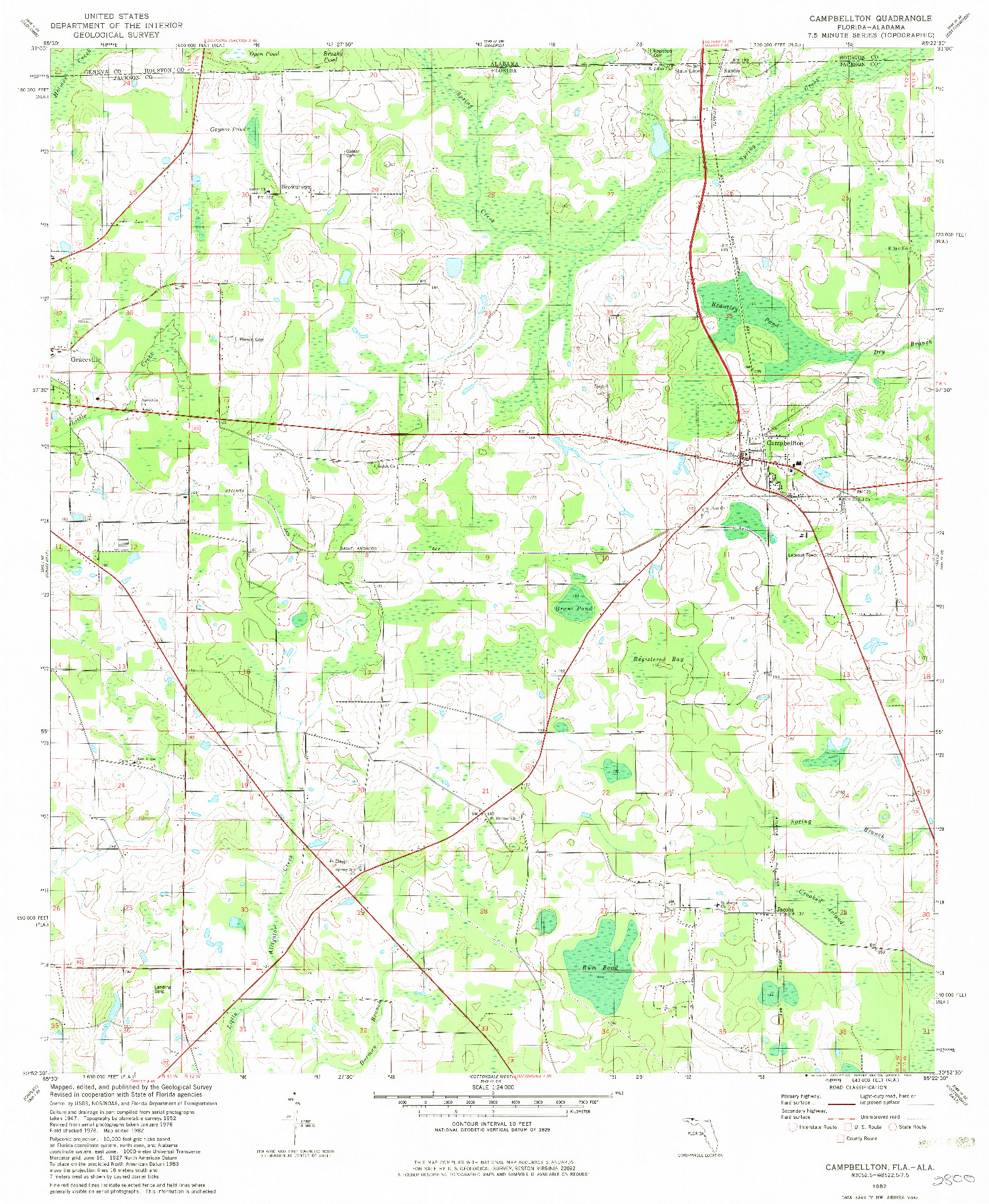 USGS 1:24000-SCALE QUADRANGLE FOR CAMPBELLTON, FL 1982