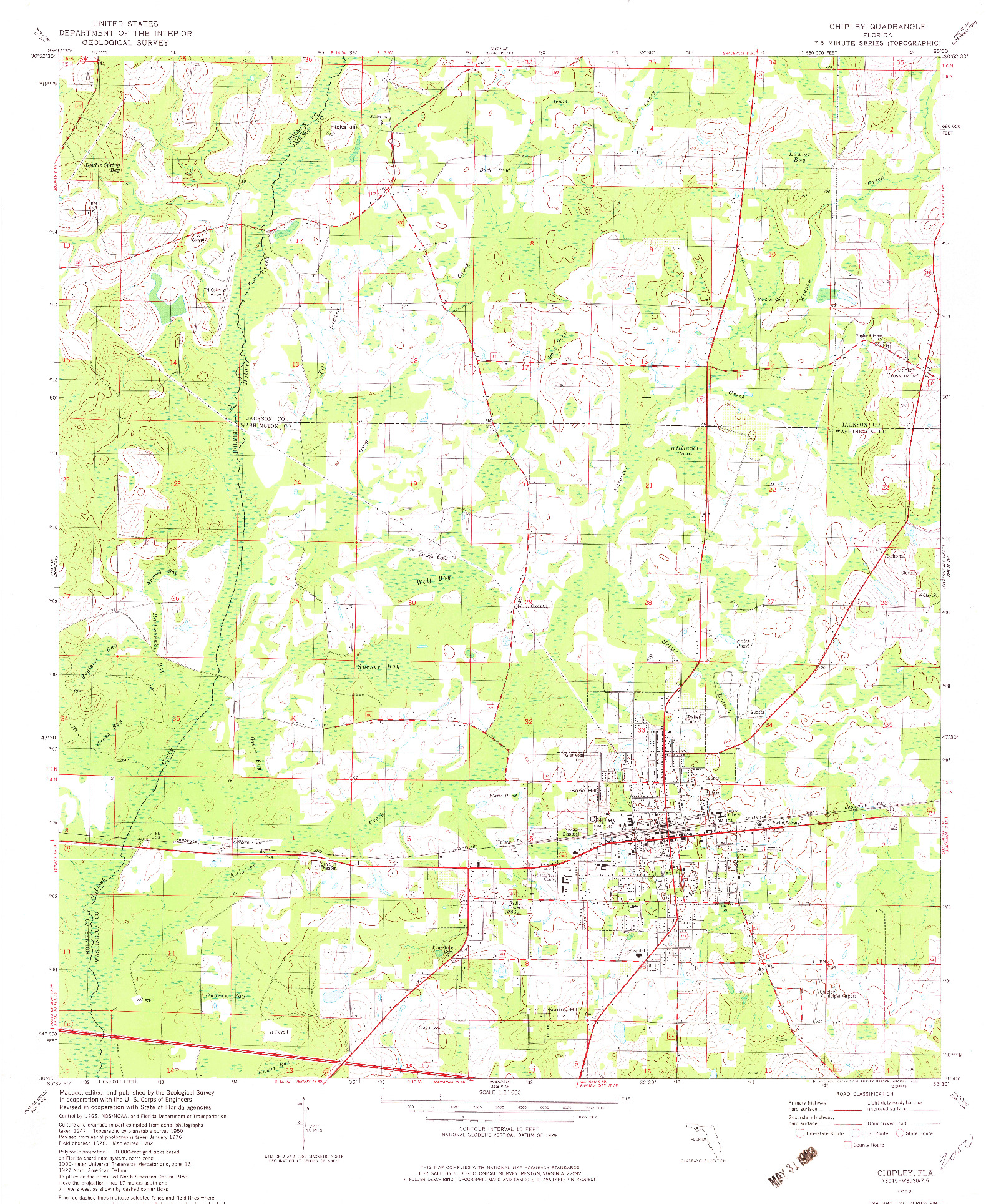 USGS 1:24000-SCALE QUADRANGLE FOR CHIPLEY, FL 1982