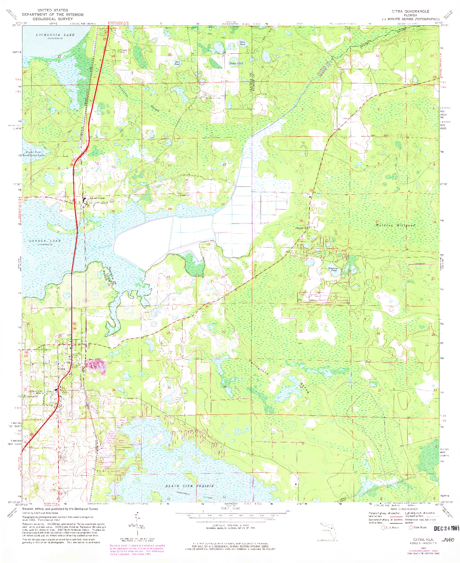 USGS 1:24000-SCALE QUADRANGLE FOR CITRA, FL 1967