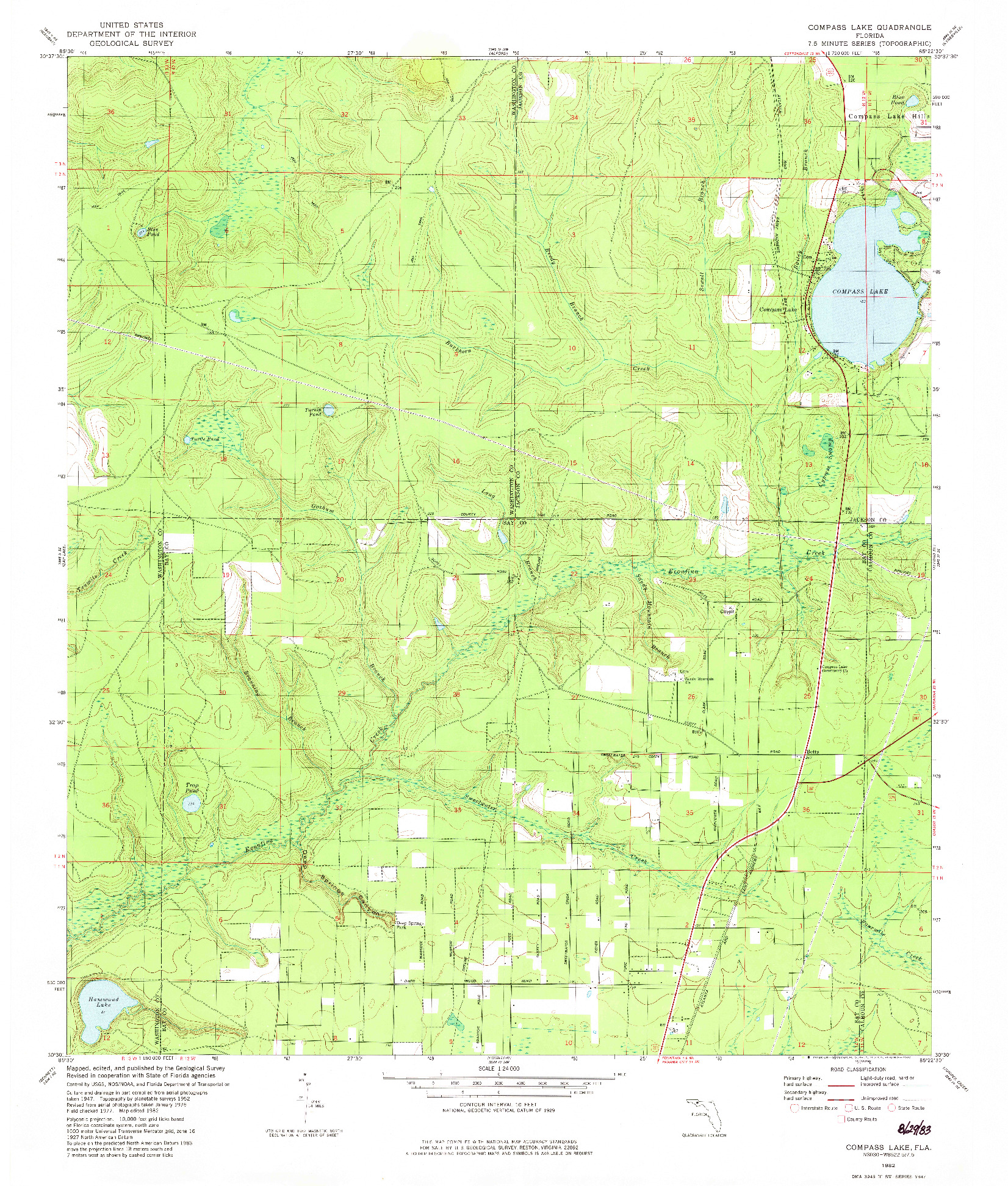 USGS 1:24000-SCALE QUADRANGLE FOR COMPASS LAKE, FL 1982