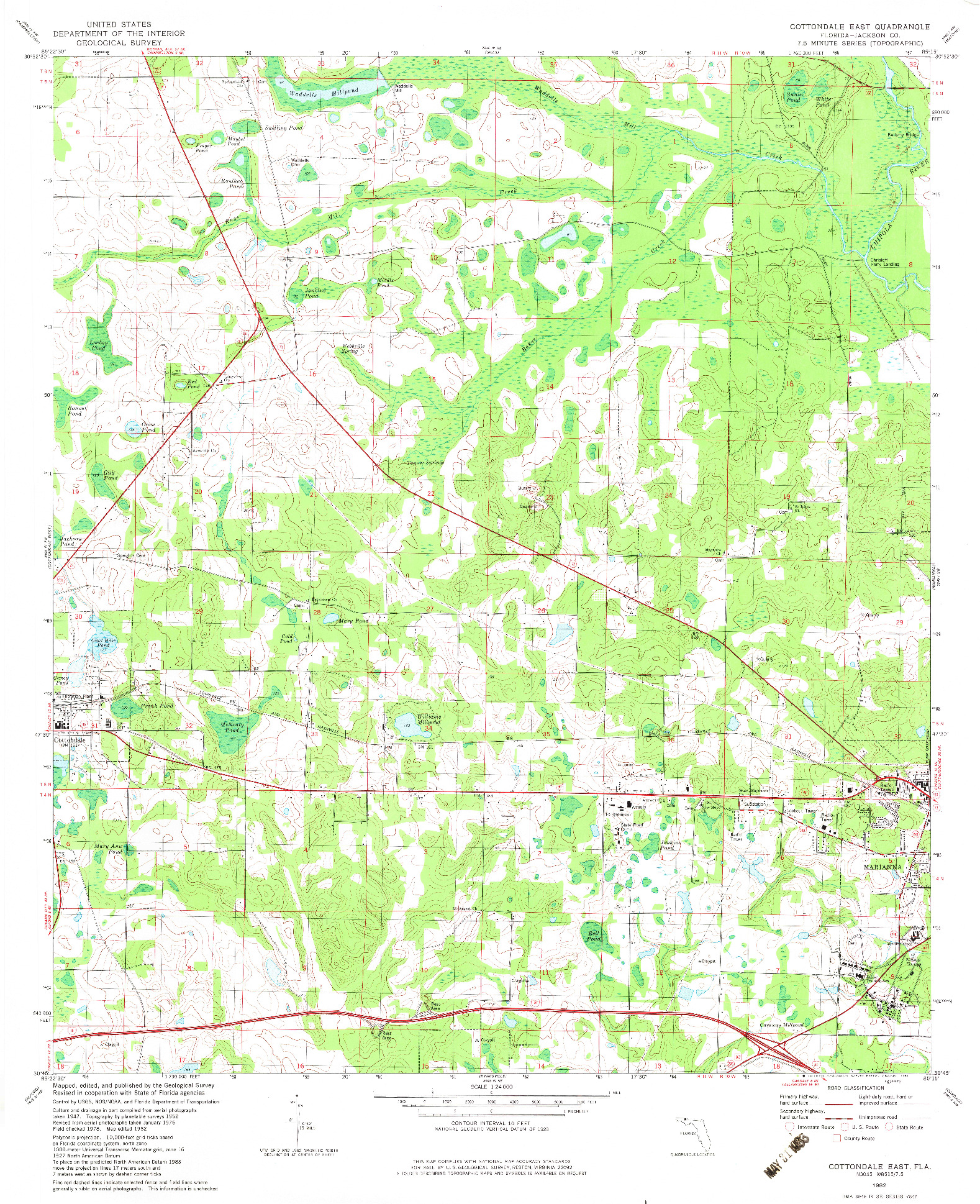 USGS 1:24000-SCALE QUADRANGLE FOR COTTONDALE EAST, FL 1982