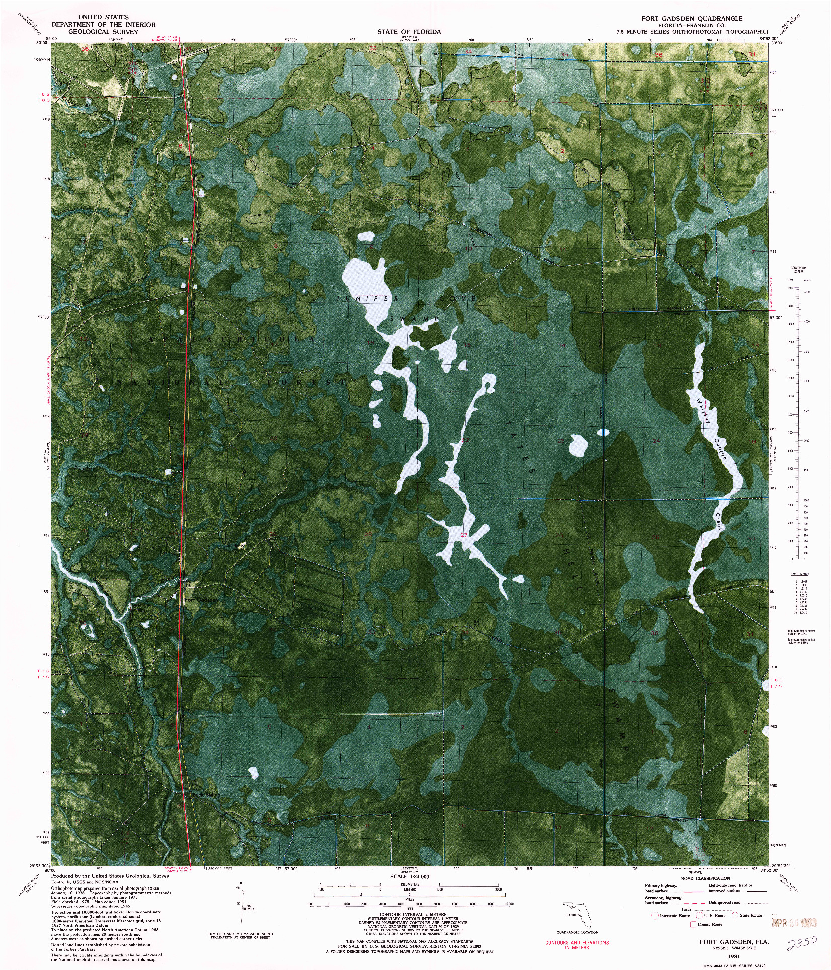 USGS 1:24000-SCALE QUADRANGLE FOR FORT GADSDEN, FL 1981