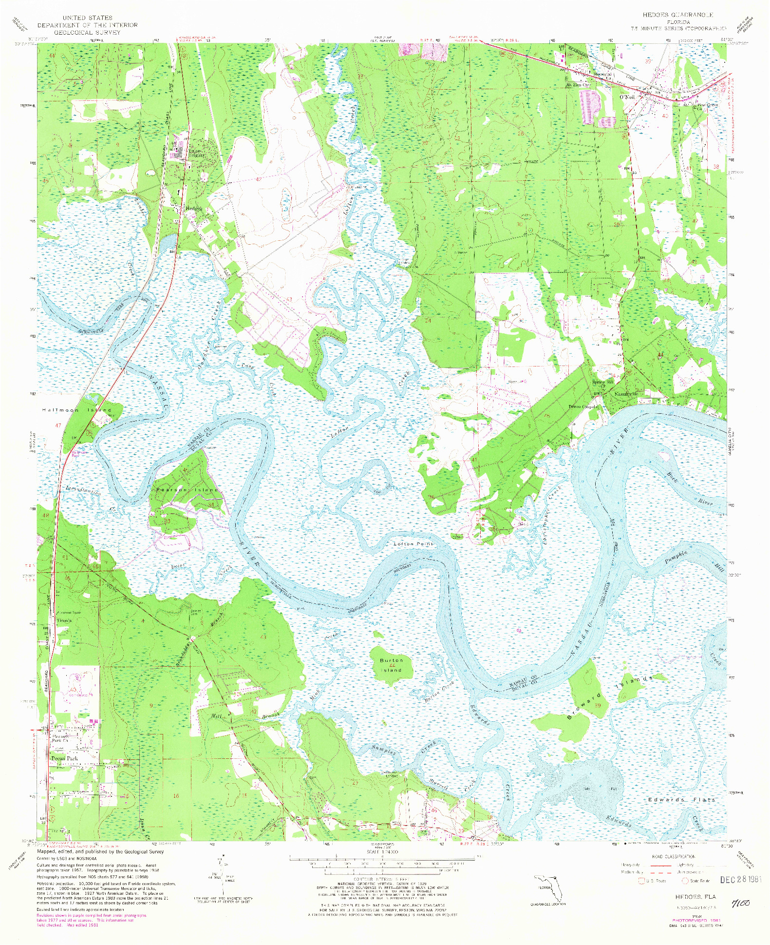 USGS 1:24000-SCALE QUADRANGLE FOR HEDGES, FL 1958