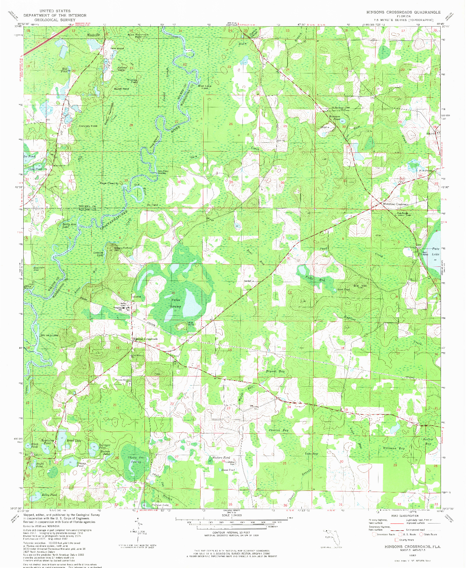 USGS 1:24000-SCALE QUADRANGLE FOR HINSONS CROSSROADS, FL 1982