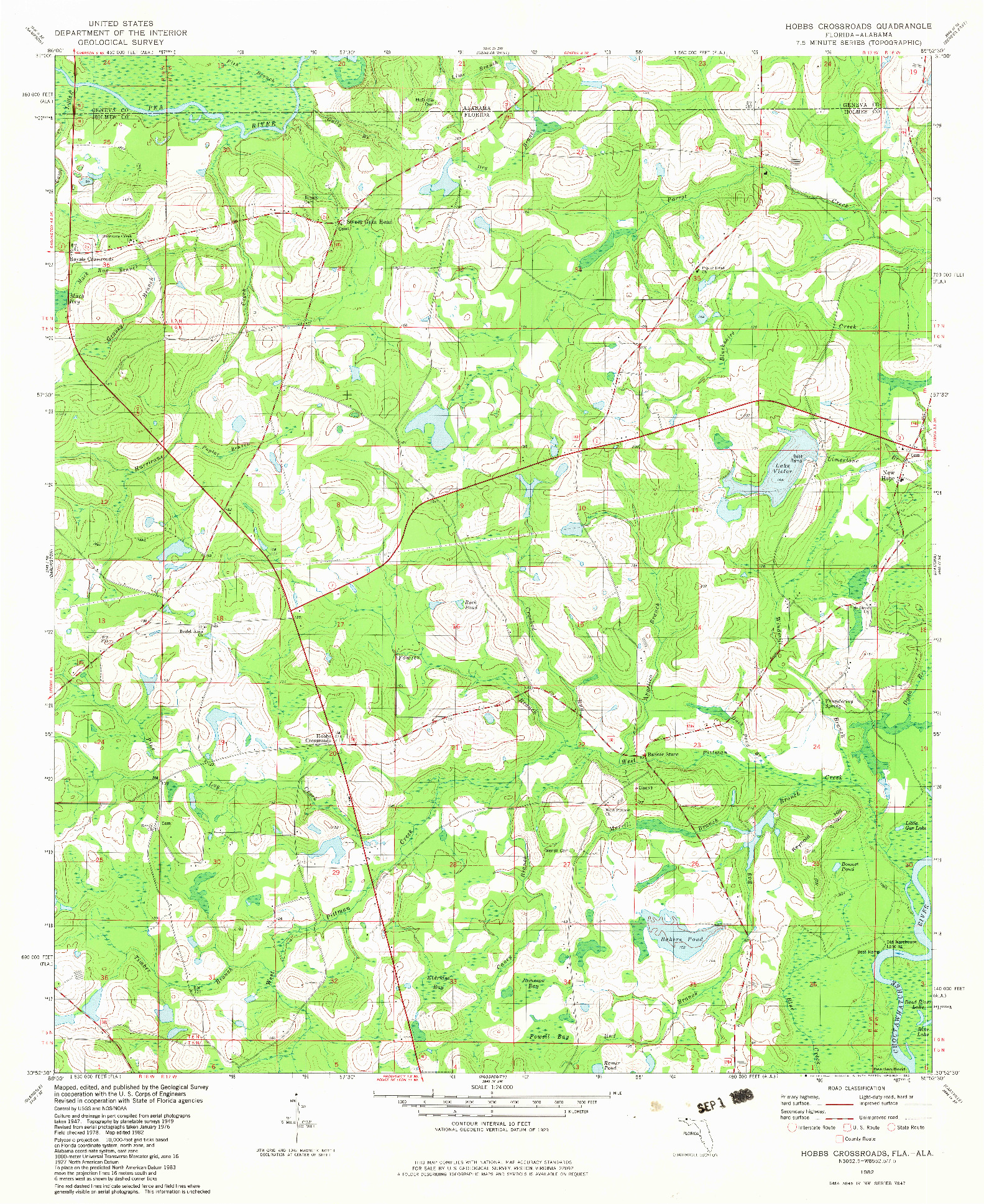 USGS 1:24000-SCALE QUADRANGLE FOR HOBBS CROSSROADS, FL 1982