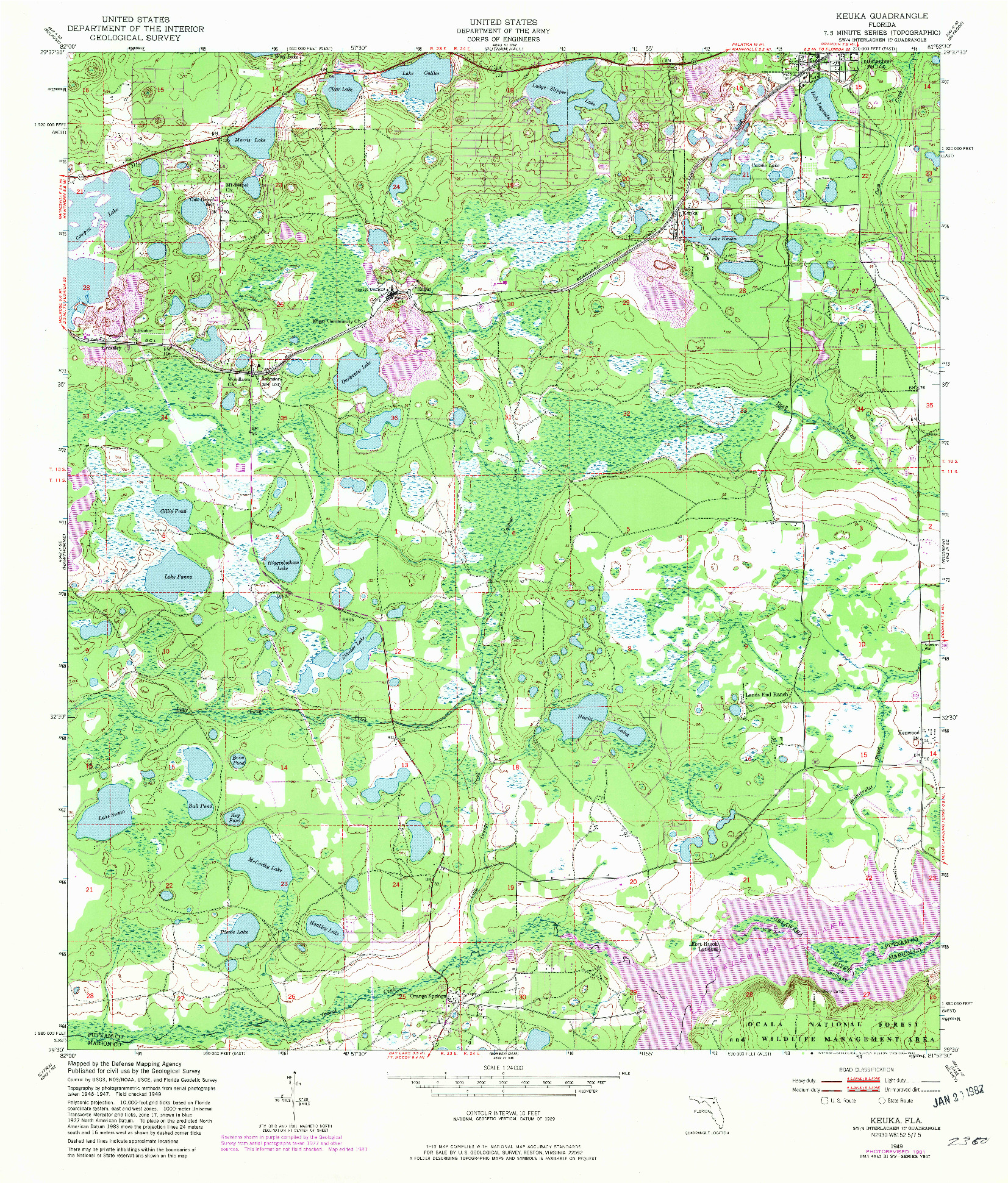 USGS 1:24000-SCALE QUADRANGLE FOR KEUKA, FL 1949