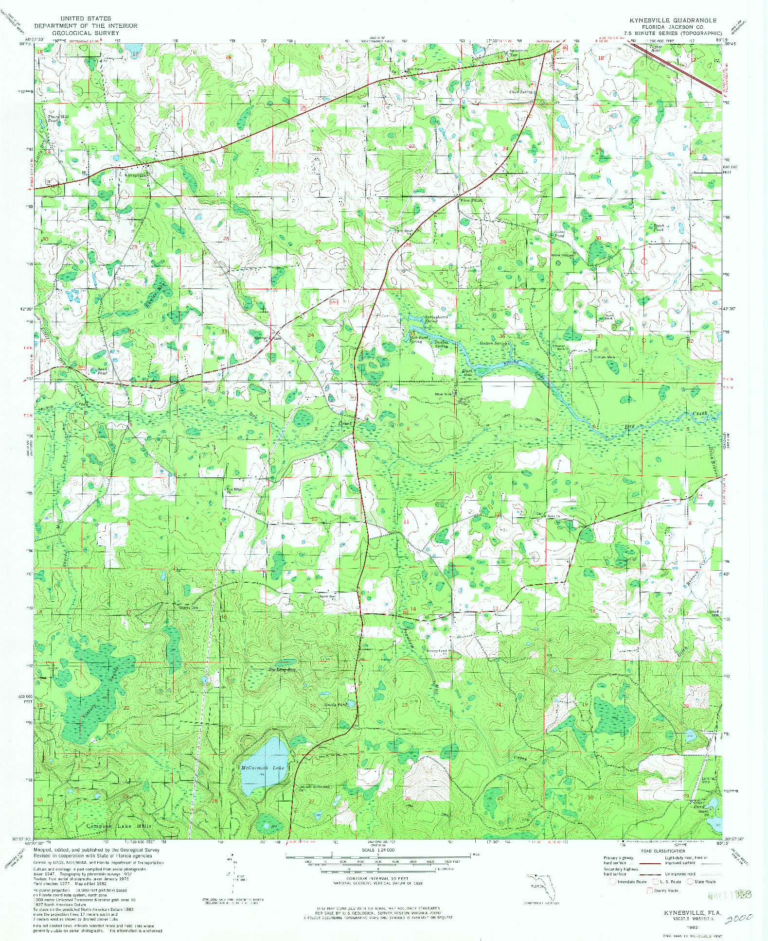 USGS 1:24000-SCALE QUADRANGLE FOR KYNESVILLE, FL 1982