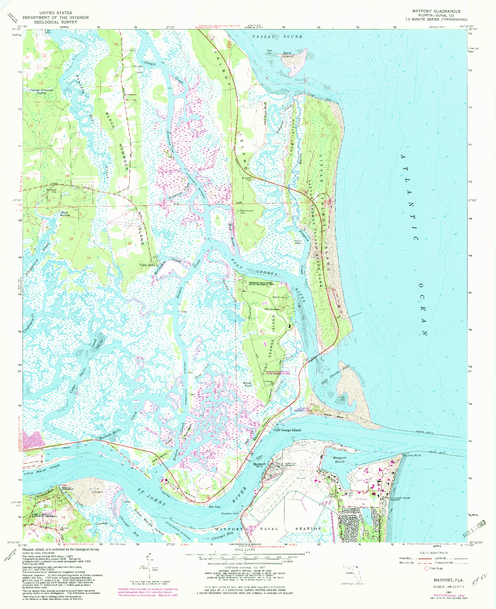 USGS 1:24000-SCALE QUADRANGLE FOR MAYPORT, FL 1964