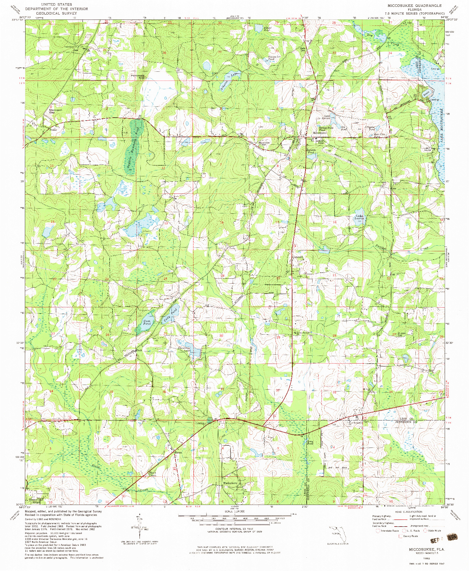 USGS 1:24000-SCALE QUADRANGLE FOR MICCOSUKEE, FL 1982