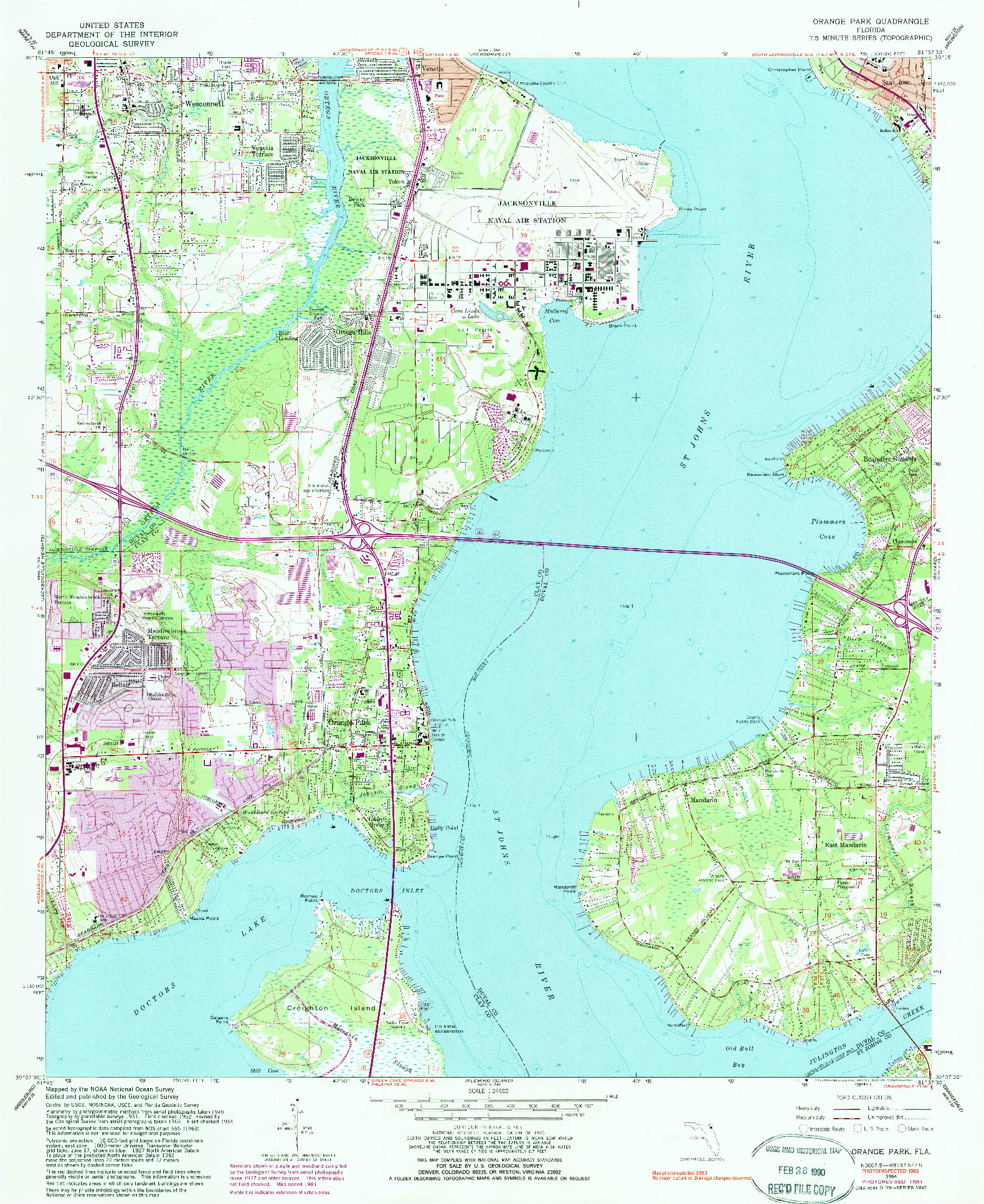 USGS 1:24000-SCALE QUADRANGLE FOR ORANGE PARK, FL 1964