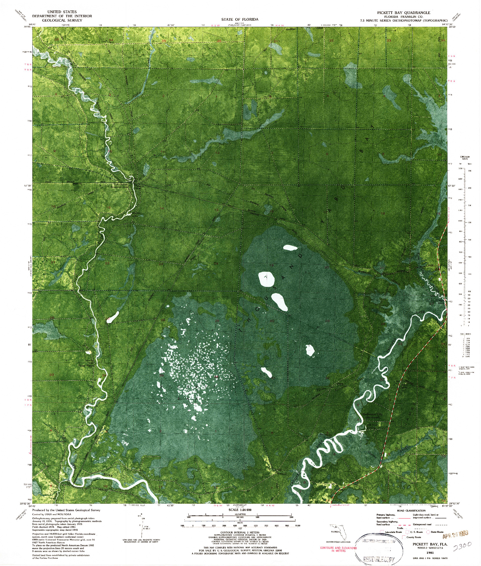 USGS 1:24000-SCALE QUADRANGLE FOR PICKETT BAY, FL 1981