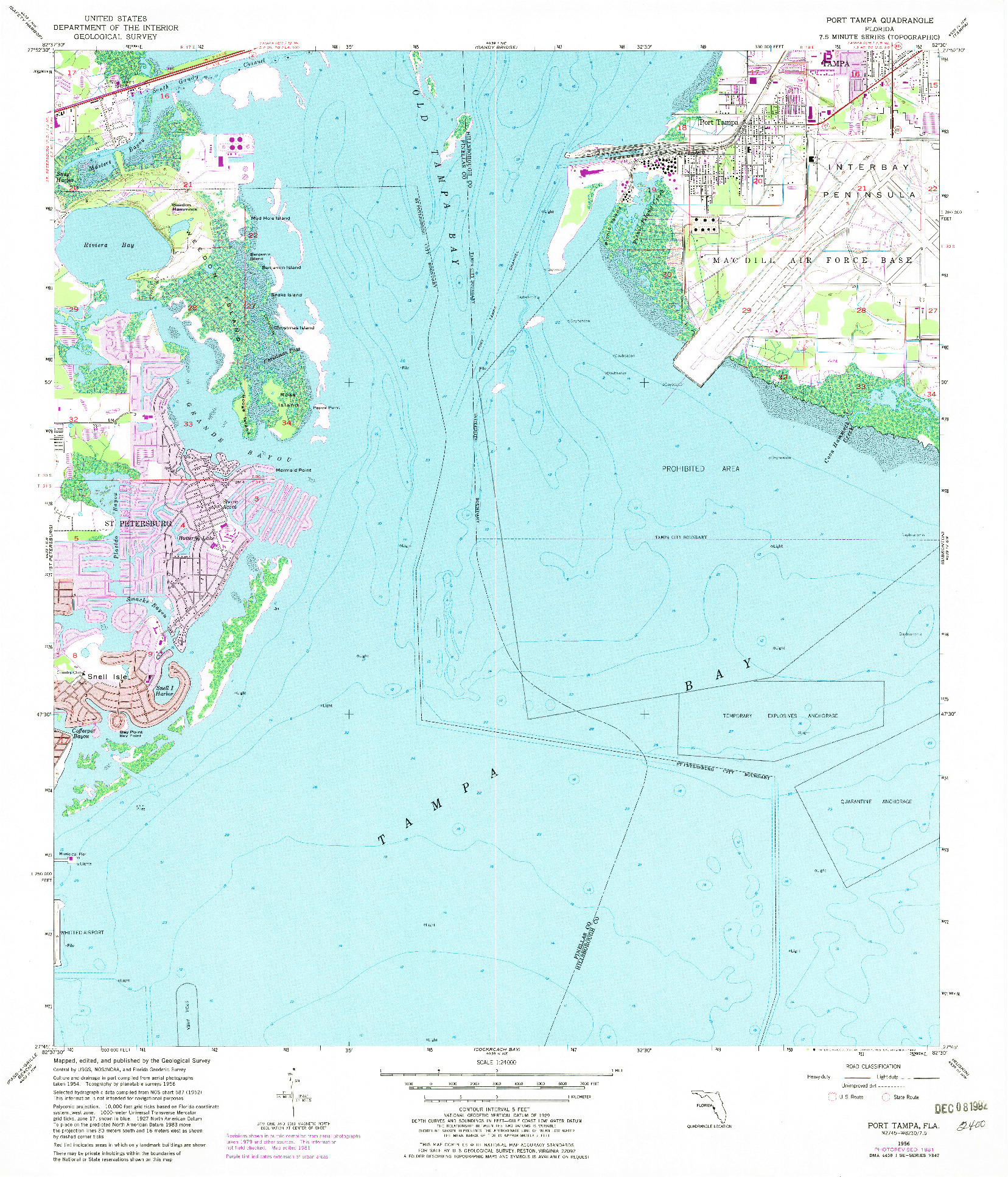 USGS 1:24000-SCALE QUADRANGLE FOR PORT TAMPA, FL 1956