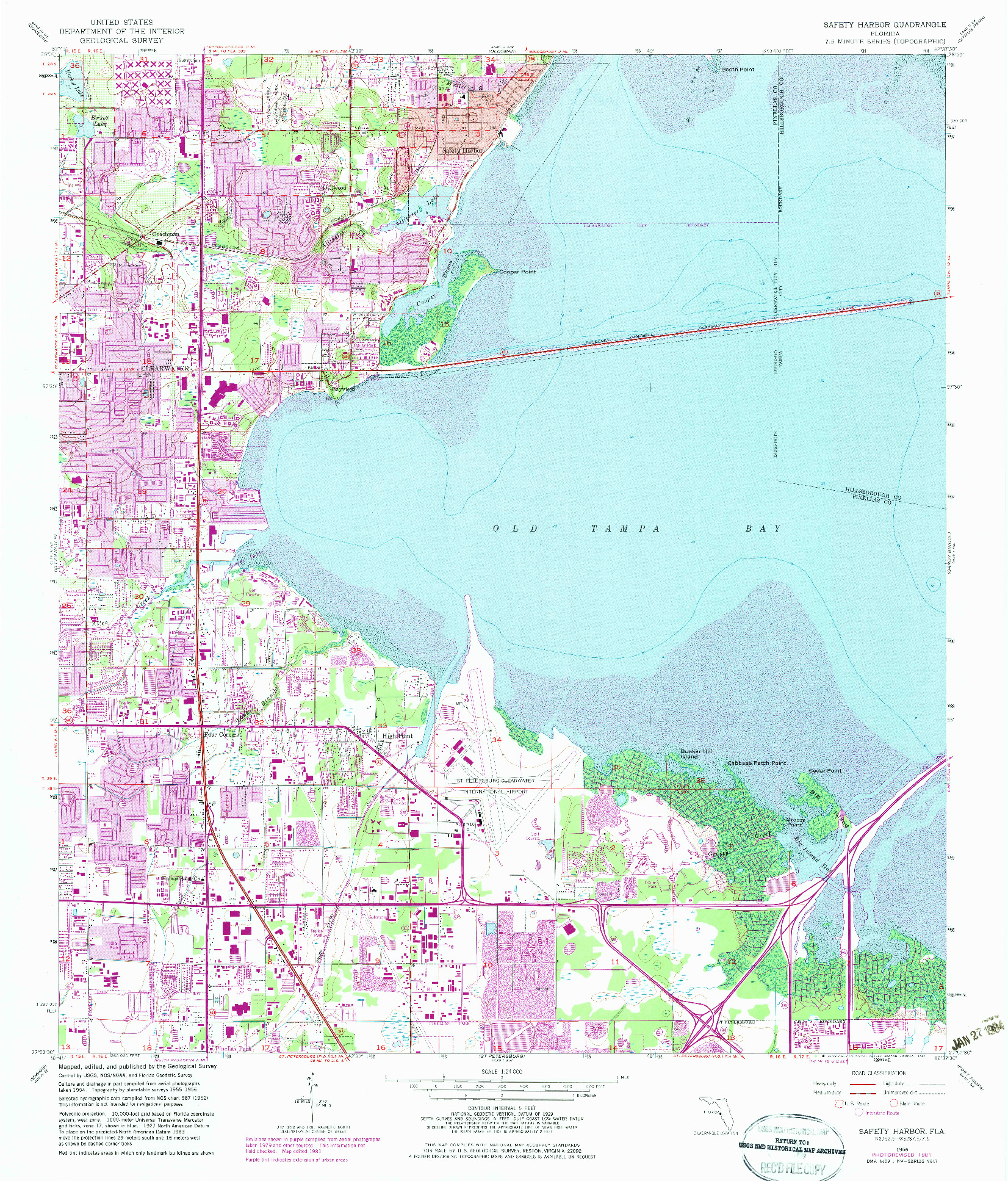 USGS 1:24000-SCALE QUADRANGLE FOR SAFETY HARBOR, FL 1956