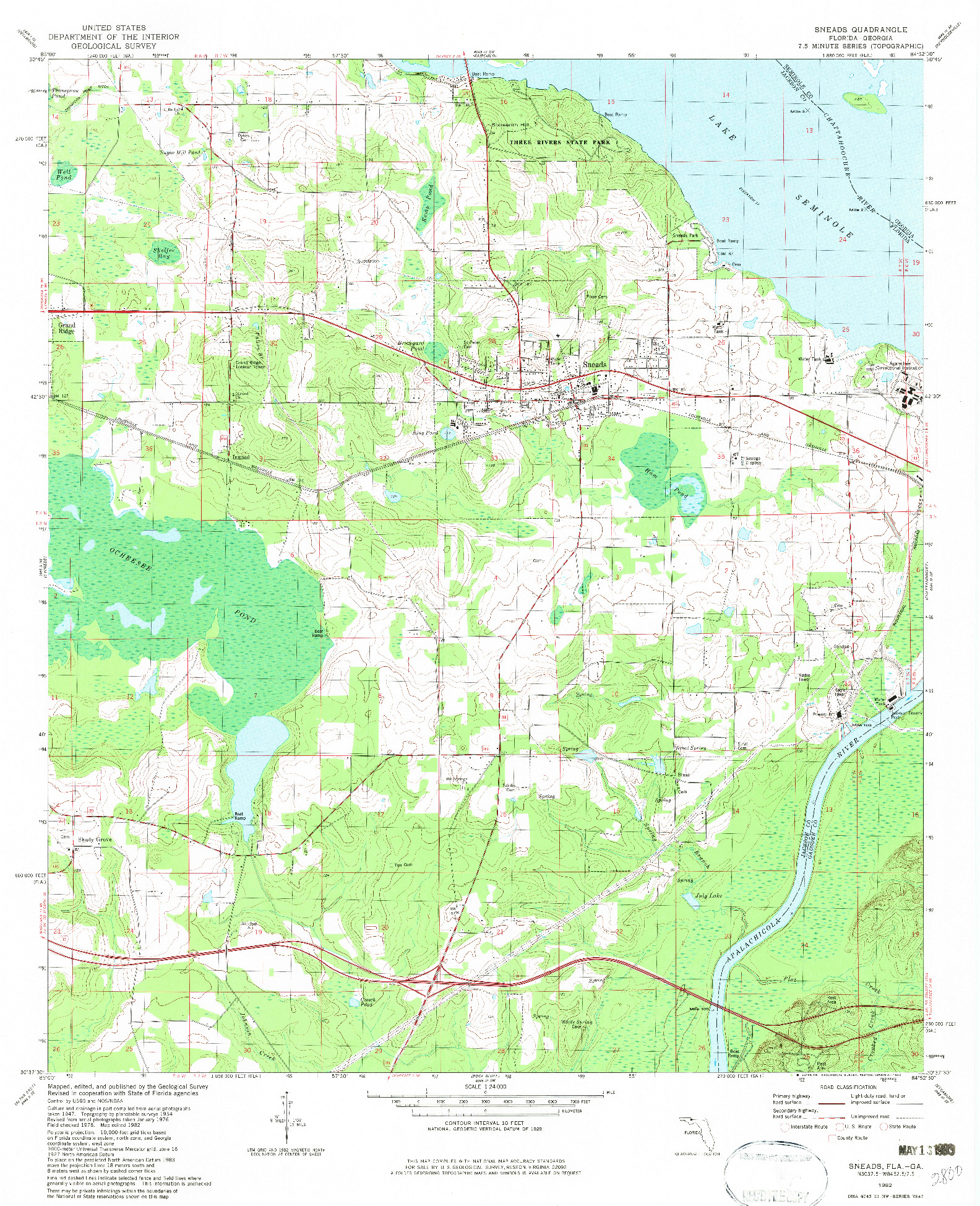 USGS 1:24000-SCALE QUADRANGLE FOR SNEADS, FL 1982