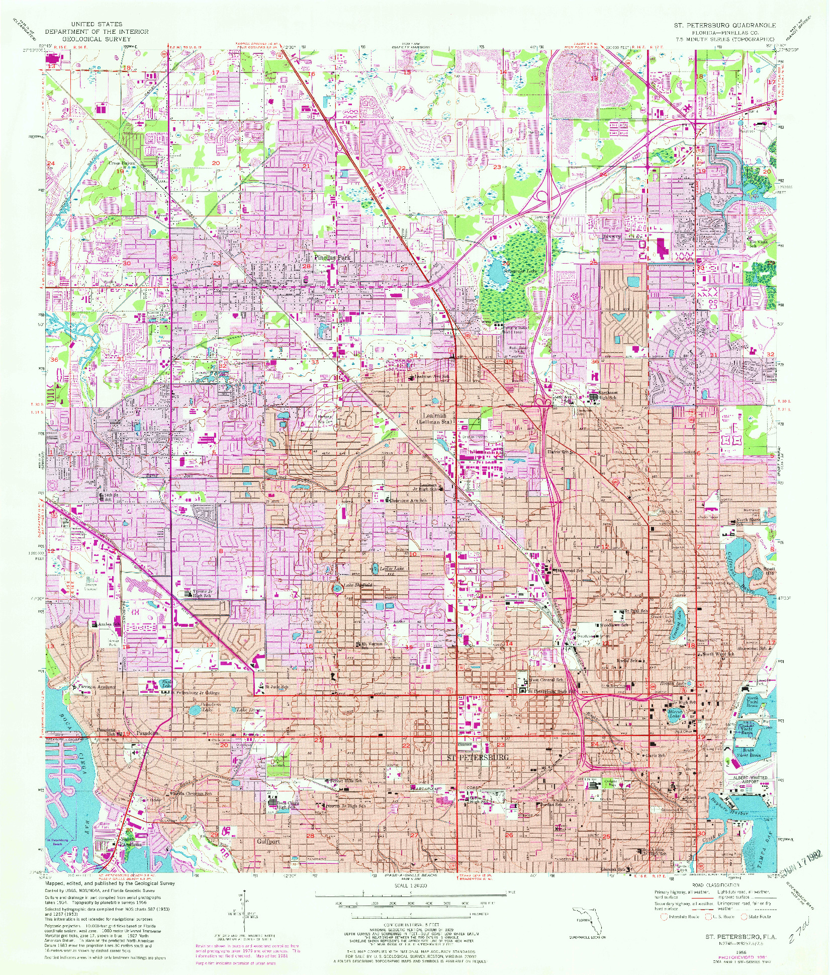 USGS 1:24000-SCALE QUADRANGLE FOR ST PETERSBURG, FL 1956