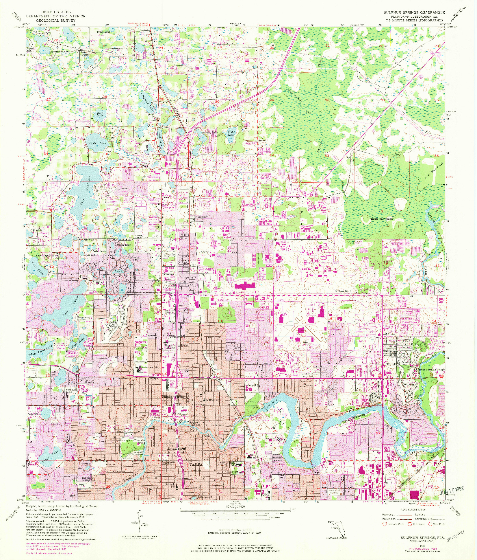 USGS 1:24000-SCALE QUADRANGLE FOR SULPHUR SPRINGS, FL 1956