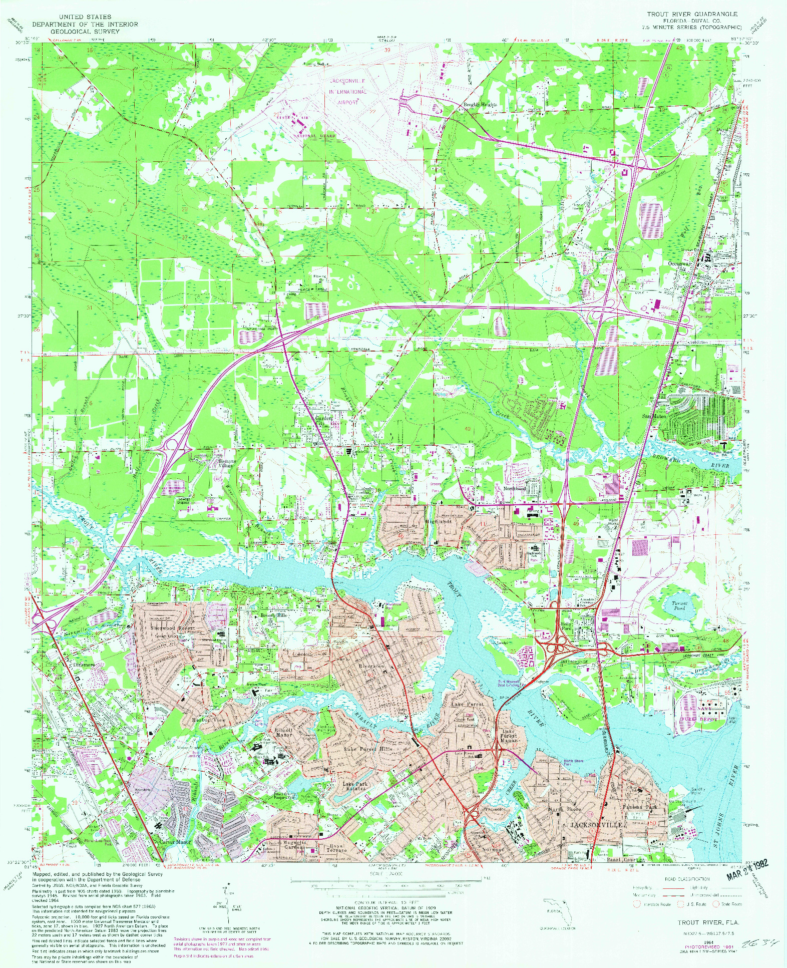 USGS 1:24000-SCALE QUADRANGLE FOR TROUT RIVER, FL 1964