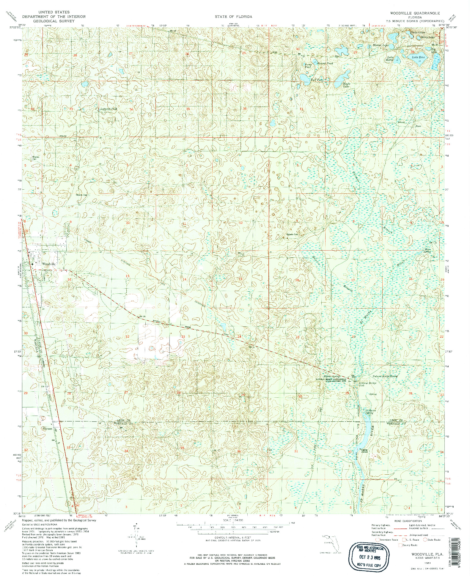 USGS 1:24000-SCALE QUADRANGLE FOR WOODVILLE, FL 1981