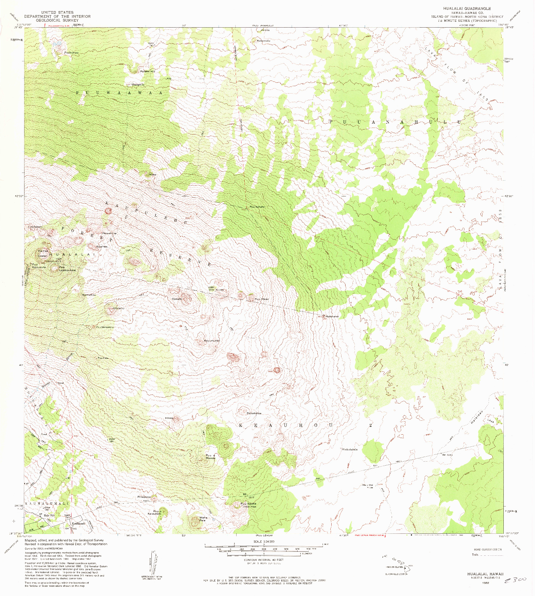 USGS 1:24000-SCALE QUADRANGLE FOR HUALALAI, HI 1982