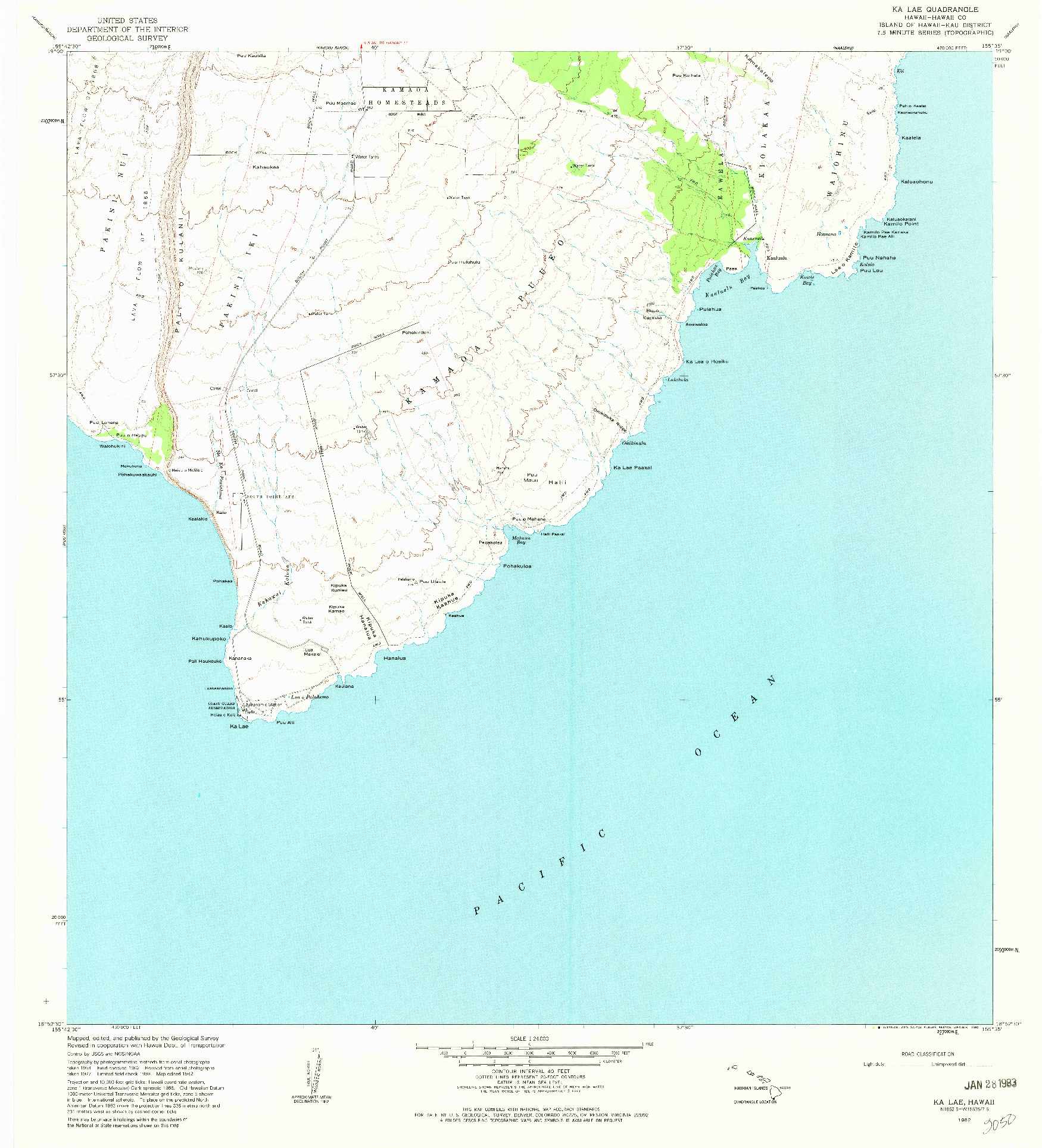 USGS 1:24000-SCALE QUADRANGLE FOR KA LAE, HI 1982