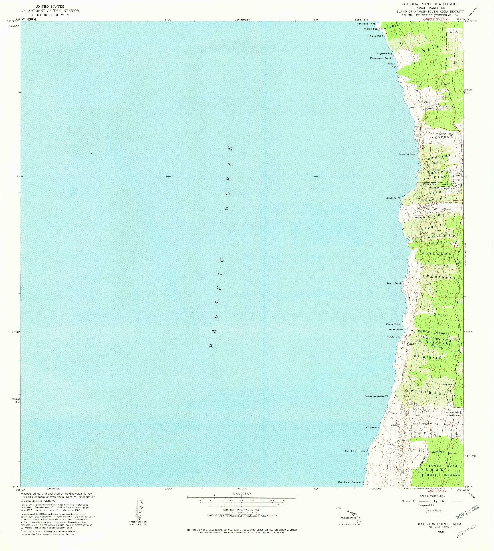 USGS 1:24000-SCALE QUADRANGLE FOR KAULUOA POINT, HI 1982
