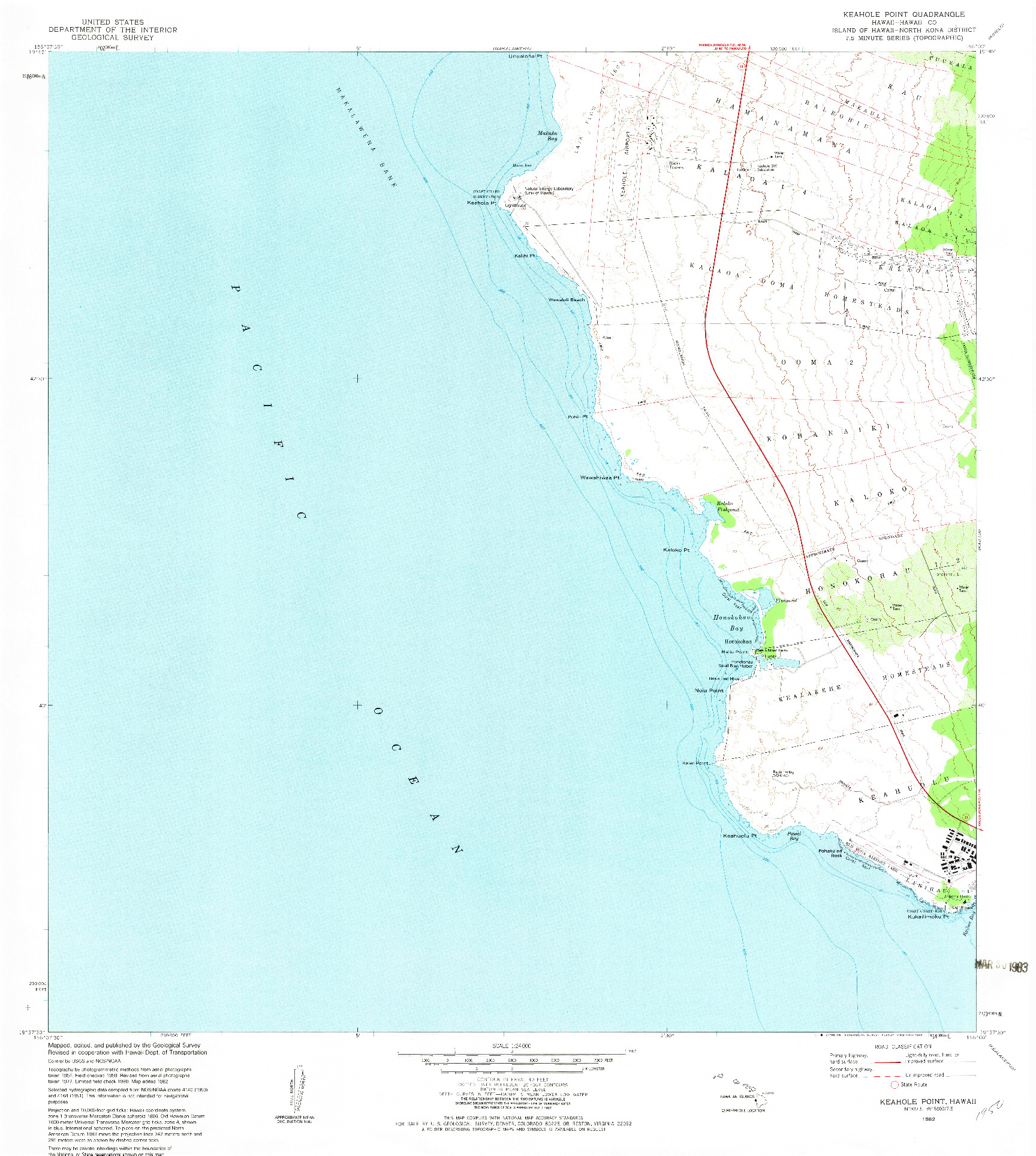 USGS 1:24000-SCALE QUADRANGLE FOR KEAHOLE POINT, HI 1982