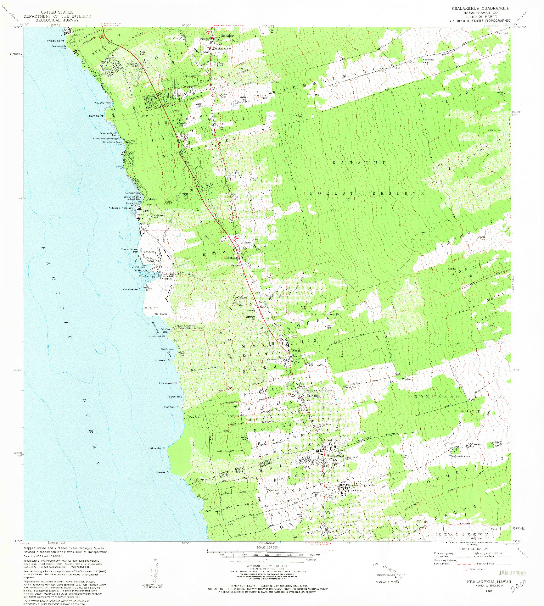 USGS 1:24000-SCALE QUADRANGLE FOR KEALAKEKUA, HI 1982