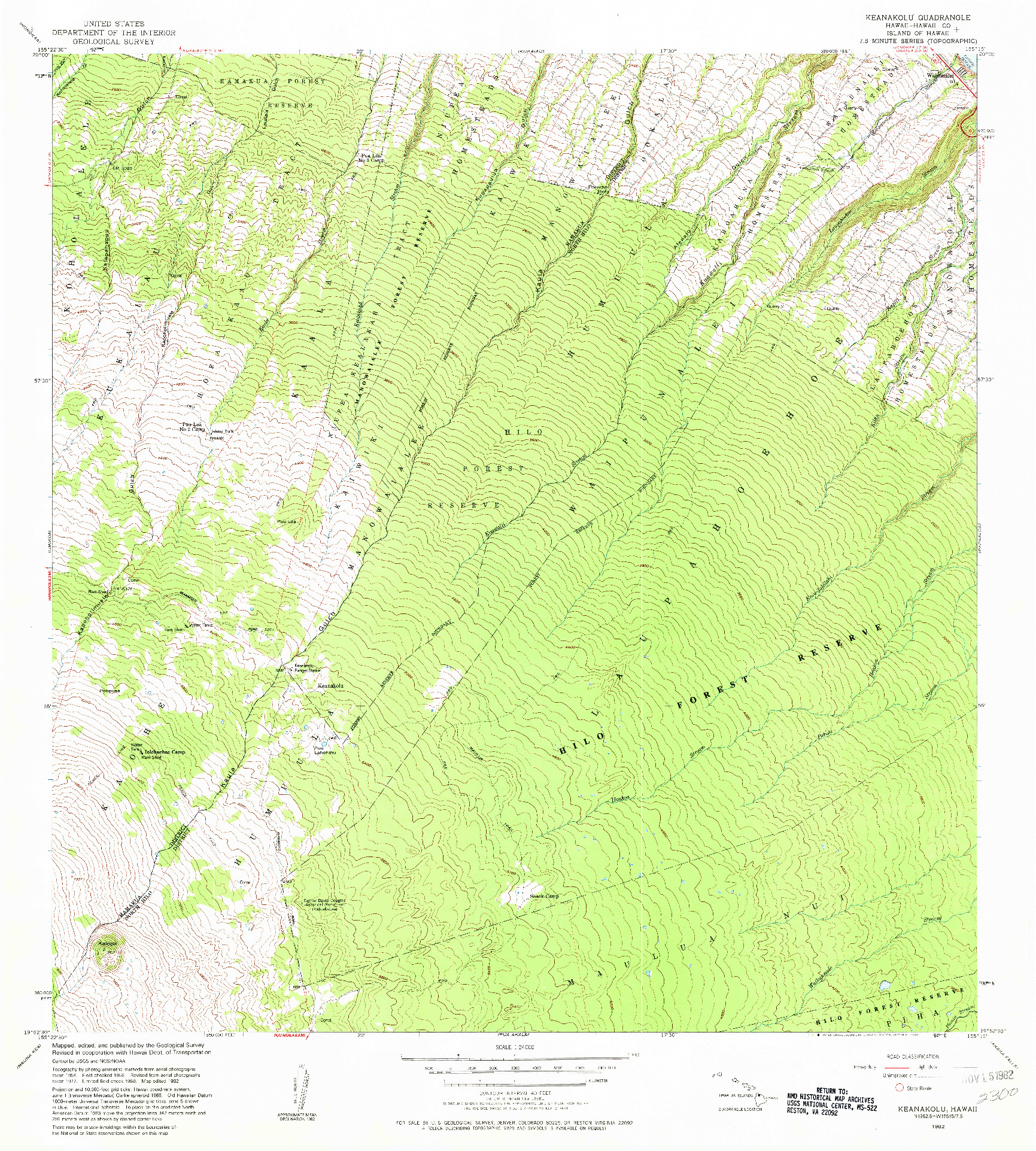 USGS 1:24000-SCALE QUADRANGLE FOR KEANAKOLU, HI 1982