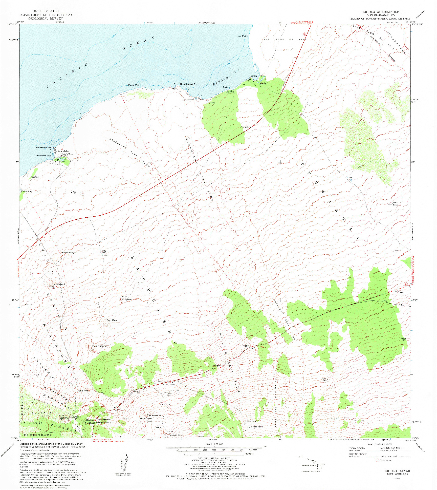 USGS 1:24000-SCALE QUADRANGLE FOR KIHOLO, HI 1982