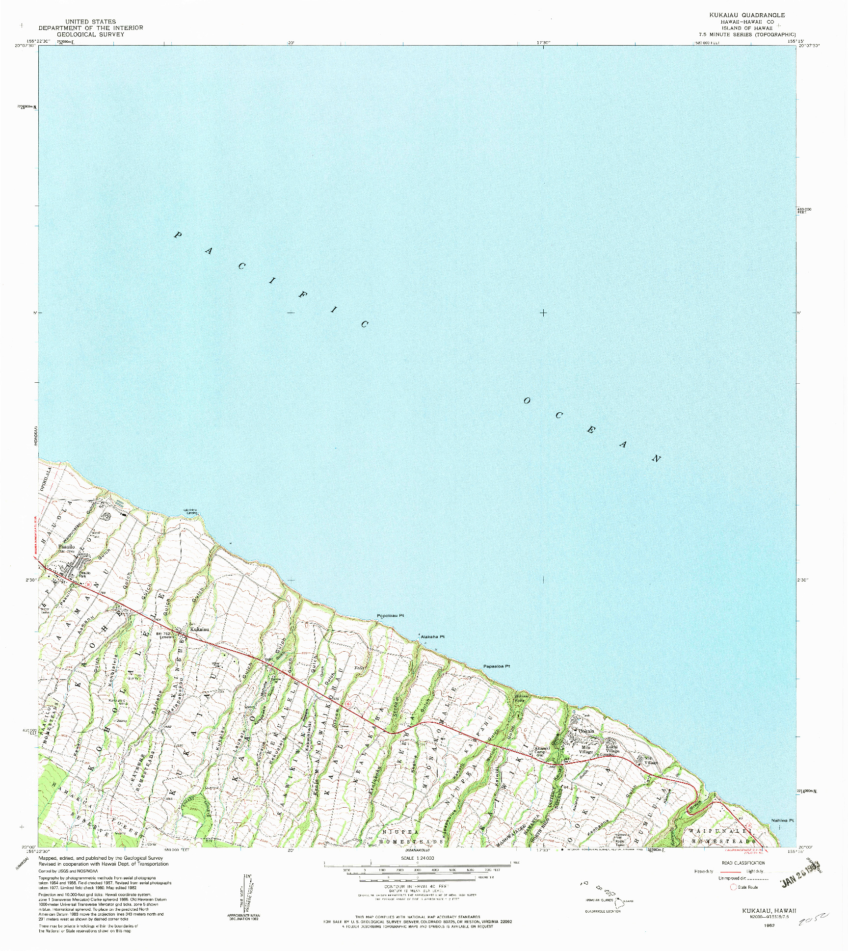 USGS 1:24000-SCALE QUADRANGLE FOR KUKAIAU, HI 1982