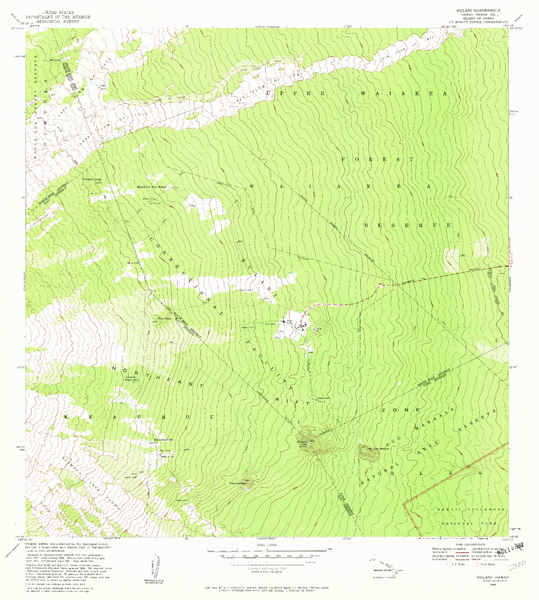 USGS 1:24000-SCALE QUADRANGLE FOR KULANI, HI 1982