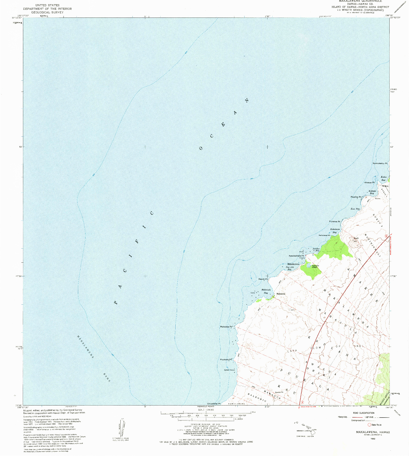 USGS 1:24000-SCALE QUADRANGLE FOR MAKALAWENA, HI 1982