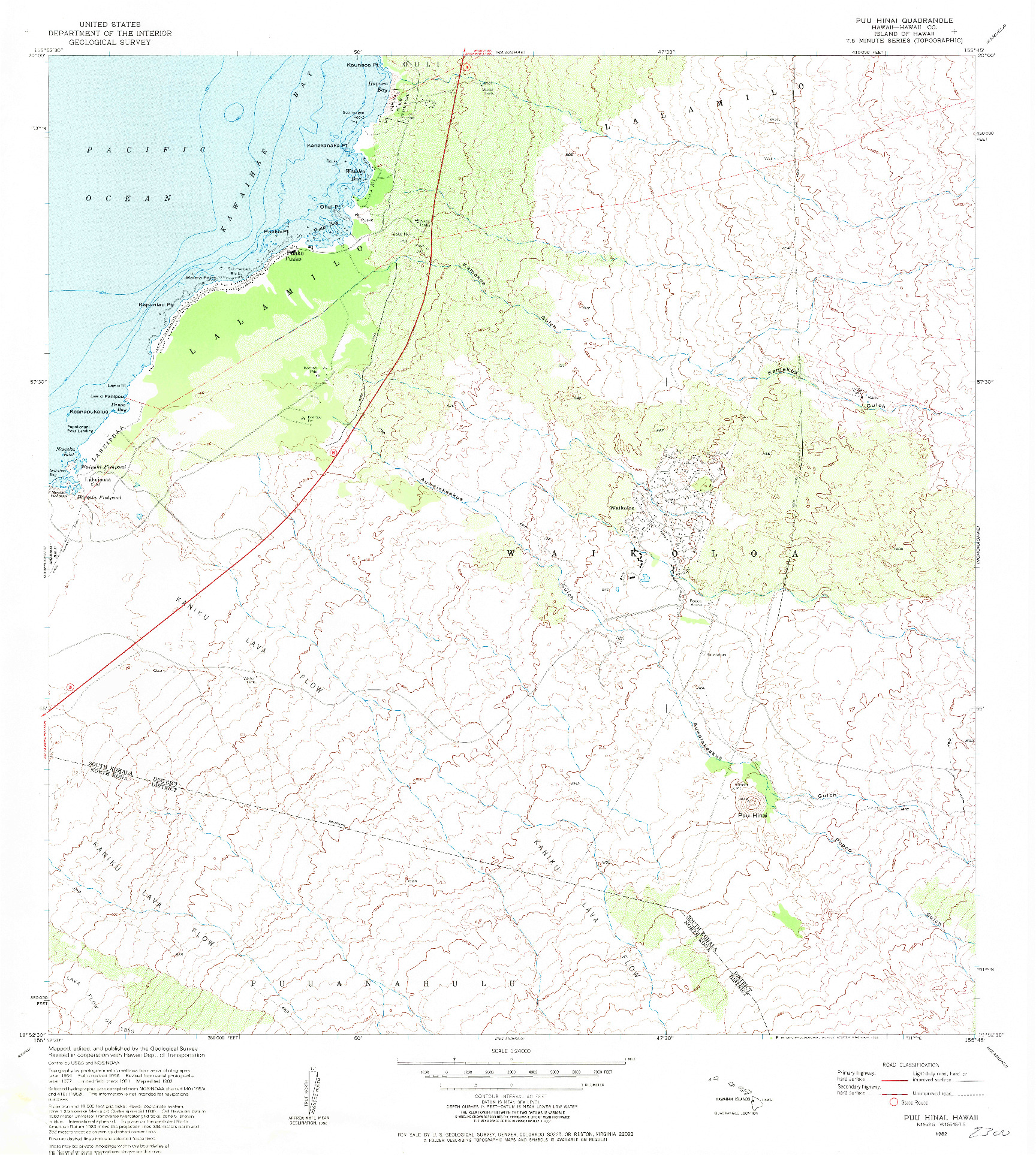 USGS 1:24000-SCALE QUADRANGLE FOR PUU HINAI, HI 1982