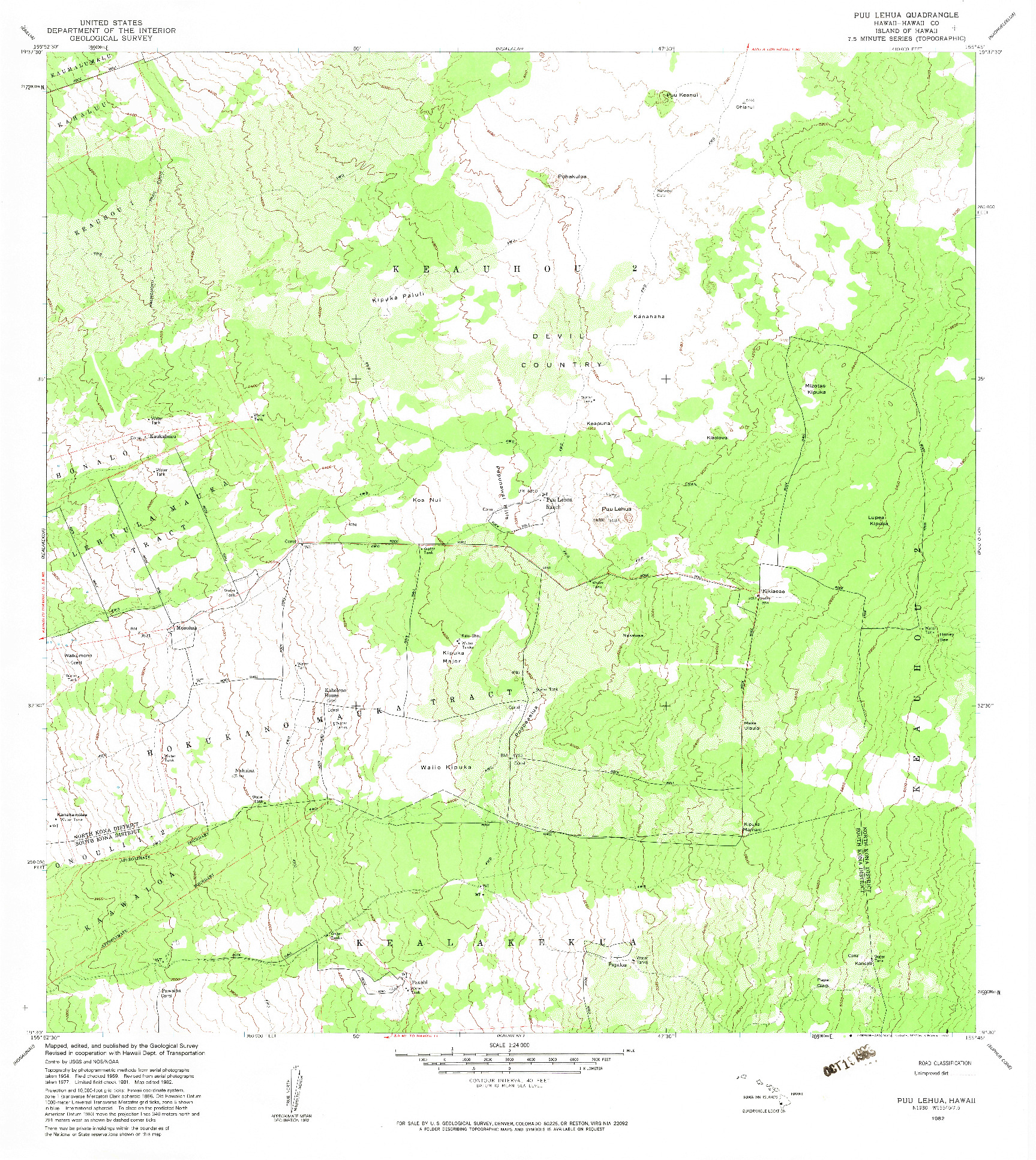 USGS 1:24000-SCALE QUADRANGLE FOR PUU LEHUA, HI 1982