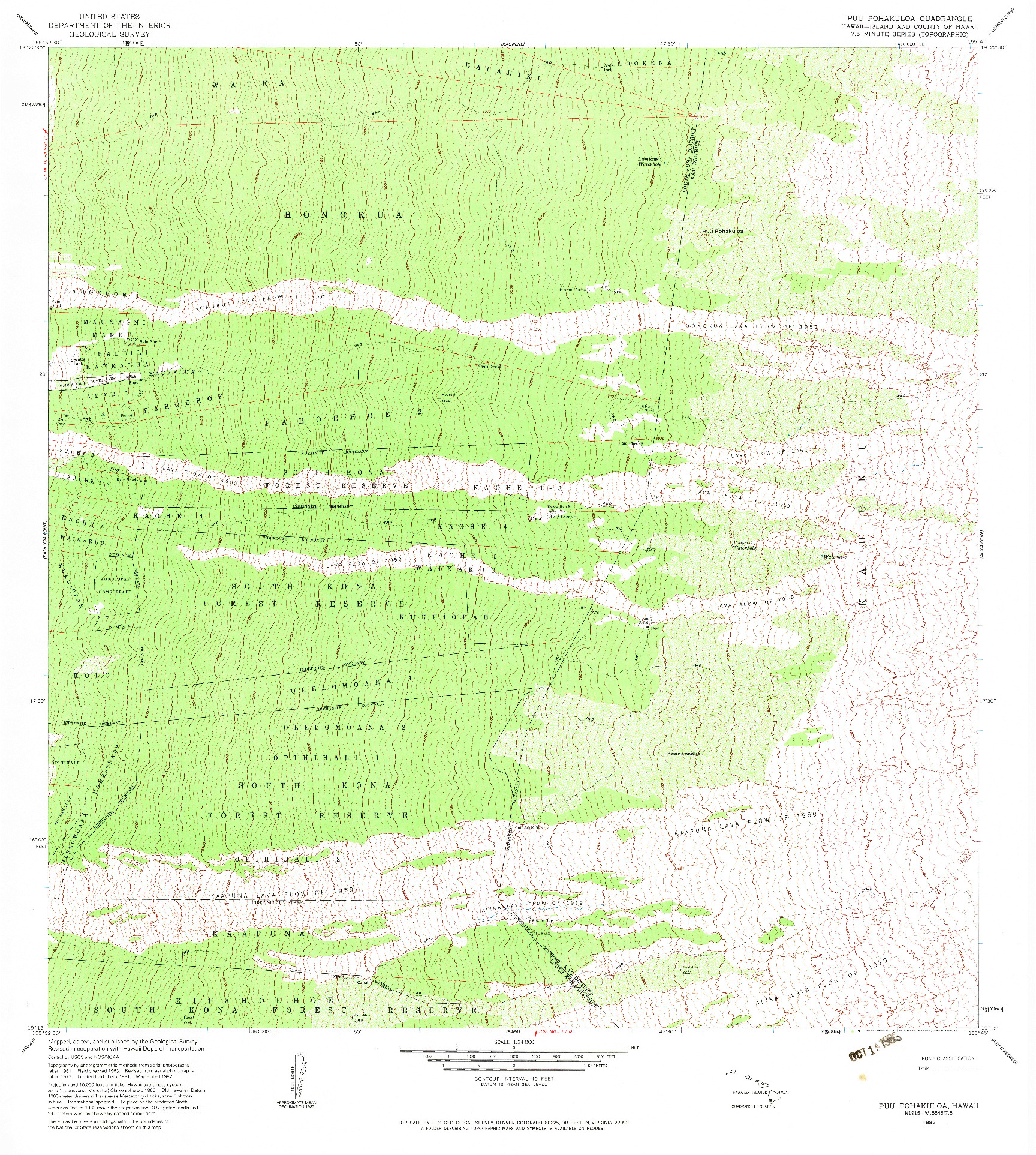 USGS 1:24000-SCALE QUADRANGLE FOR PUU POHAKULOA, HI 1982