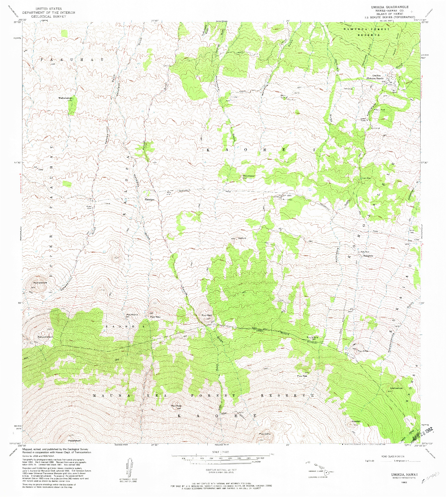 USGS 1:24000-SCALE QUADRANGLE FOR UMIKOA, HI 1982