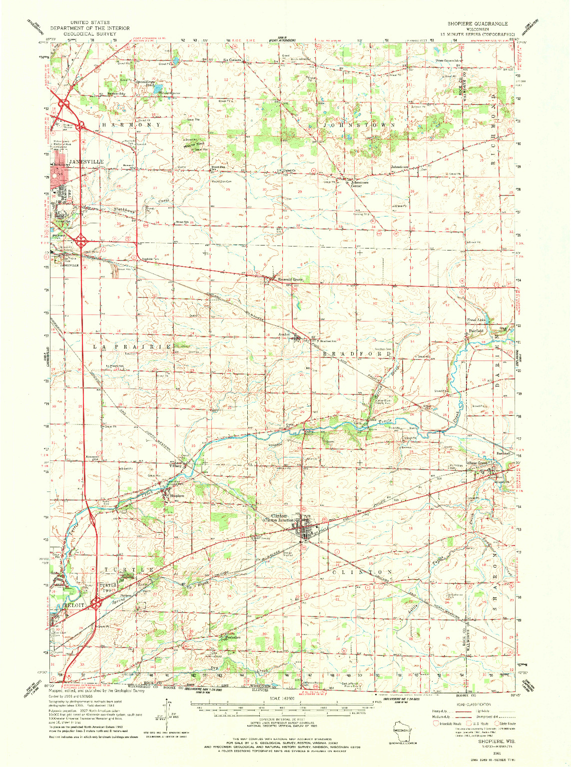 USGS 1:62500-SCALE QUADRANGLE FOR SHOPIERE, WI 1961