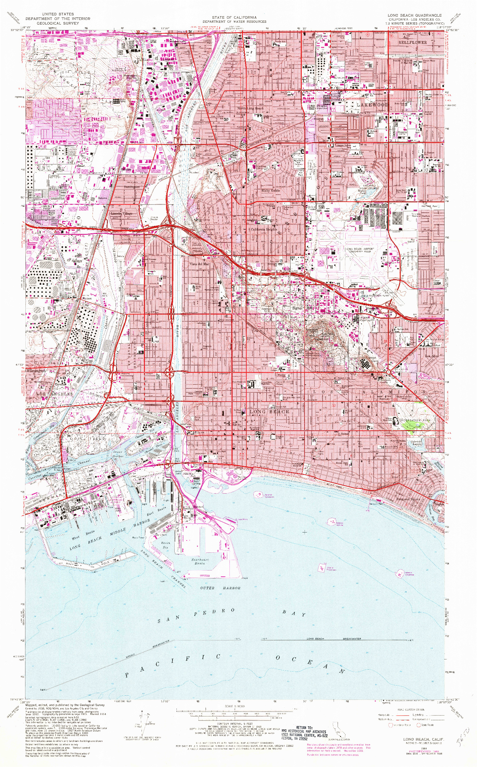 USGS 1:24000-SCALE QUADRANGLE FOR LONG BEACH, CA 1964