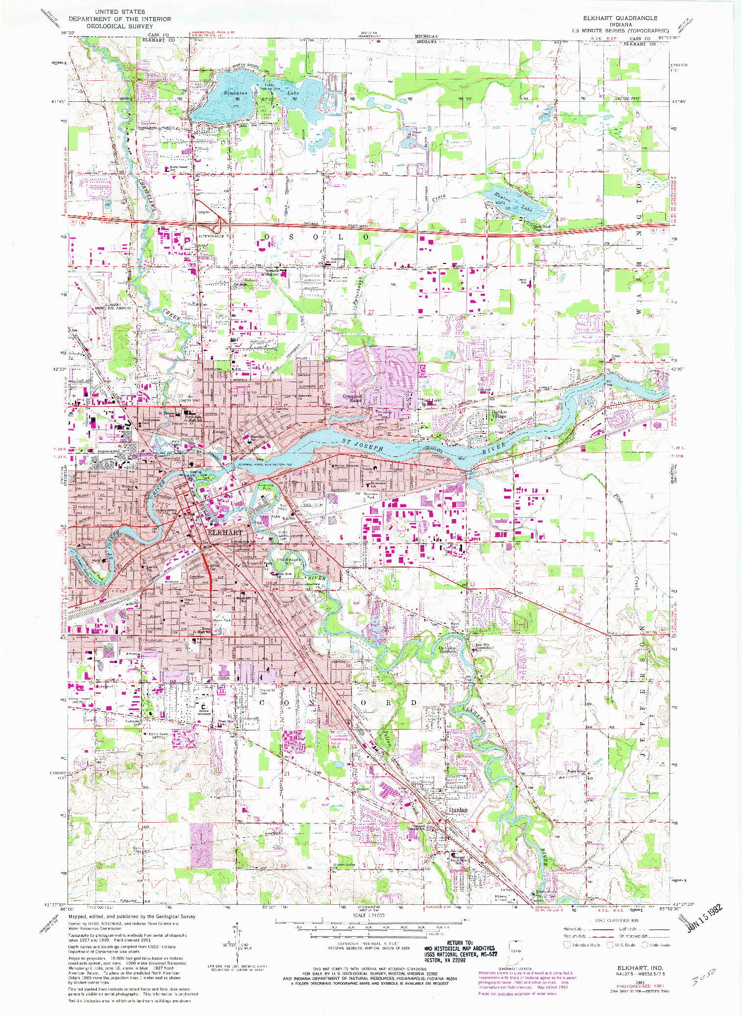 USGS 1:24000-SCALE QUADRANGLE FOR ELKHART, IN 1961