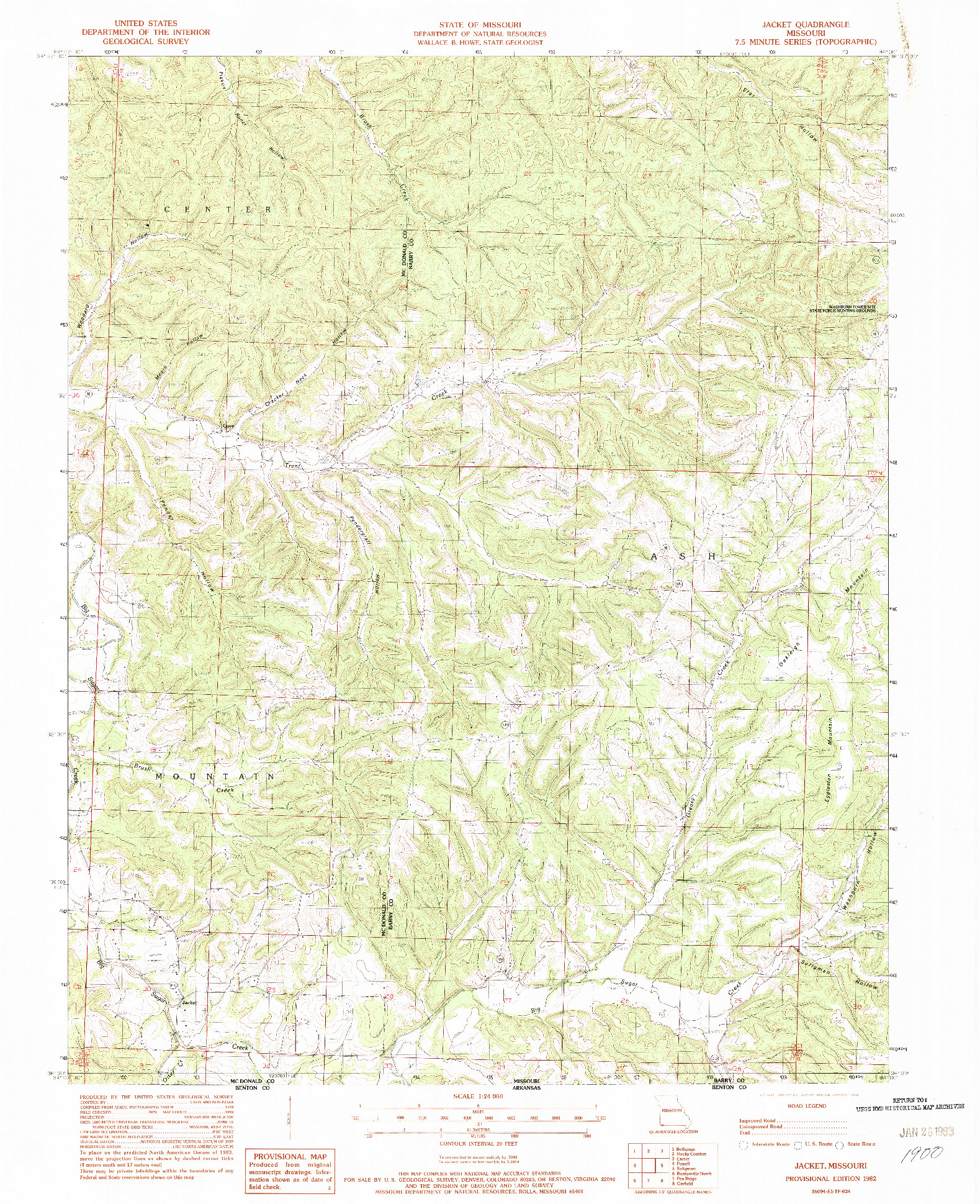 USGS 1:24000-SCALE QUADRANGLE FOR JACKET, MO 1982