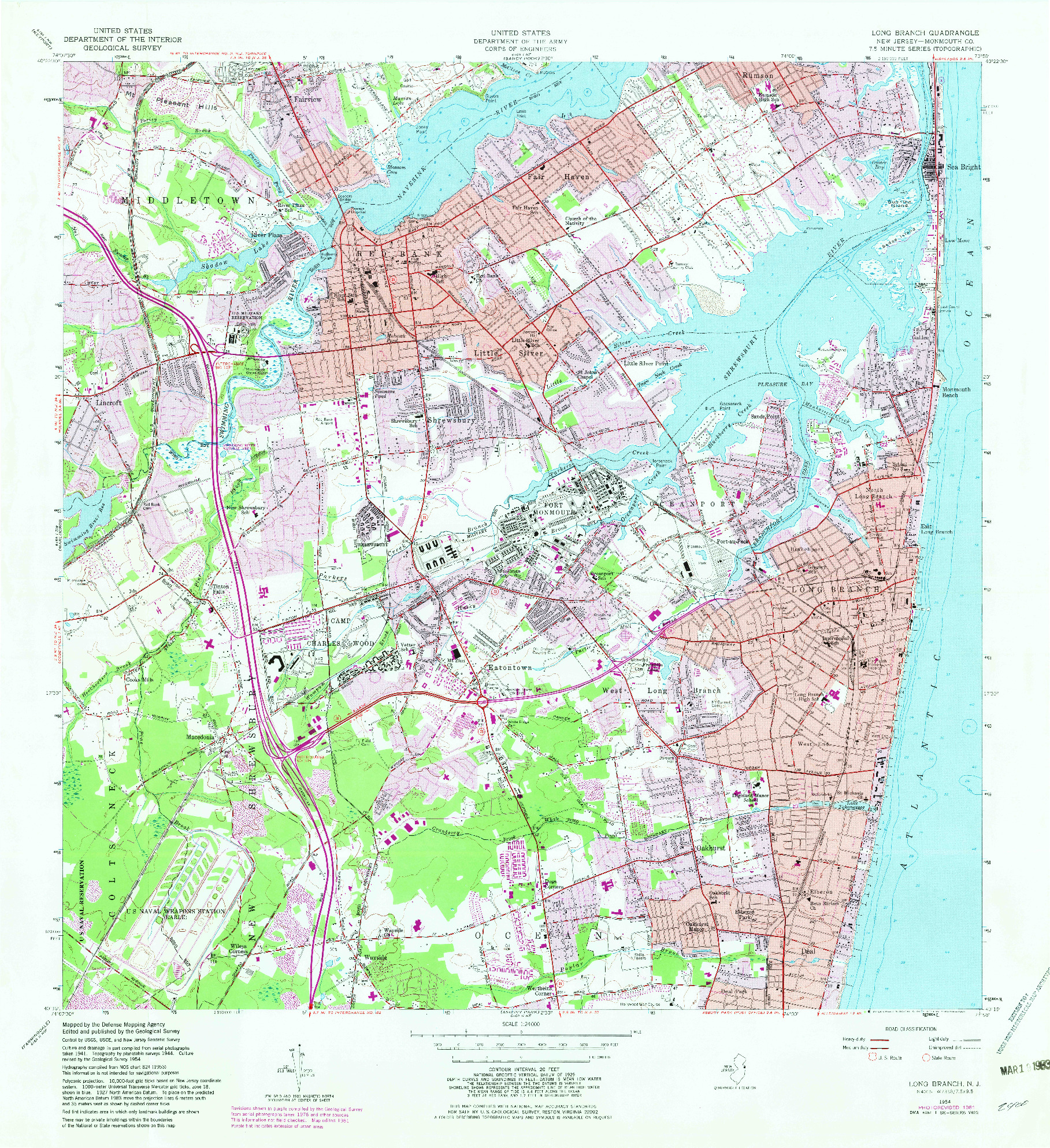 USGS 1:24000-SCALE QUADRANGLE FOR LONG BRANCH, NJ 1954