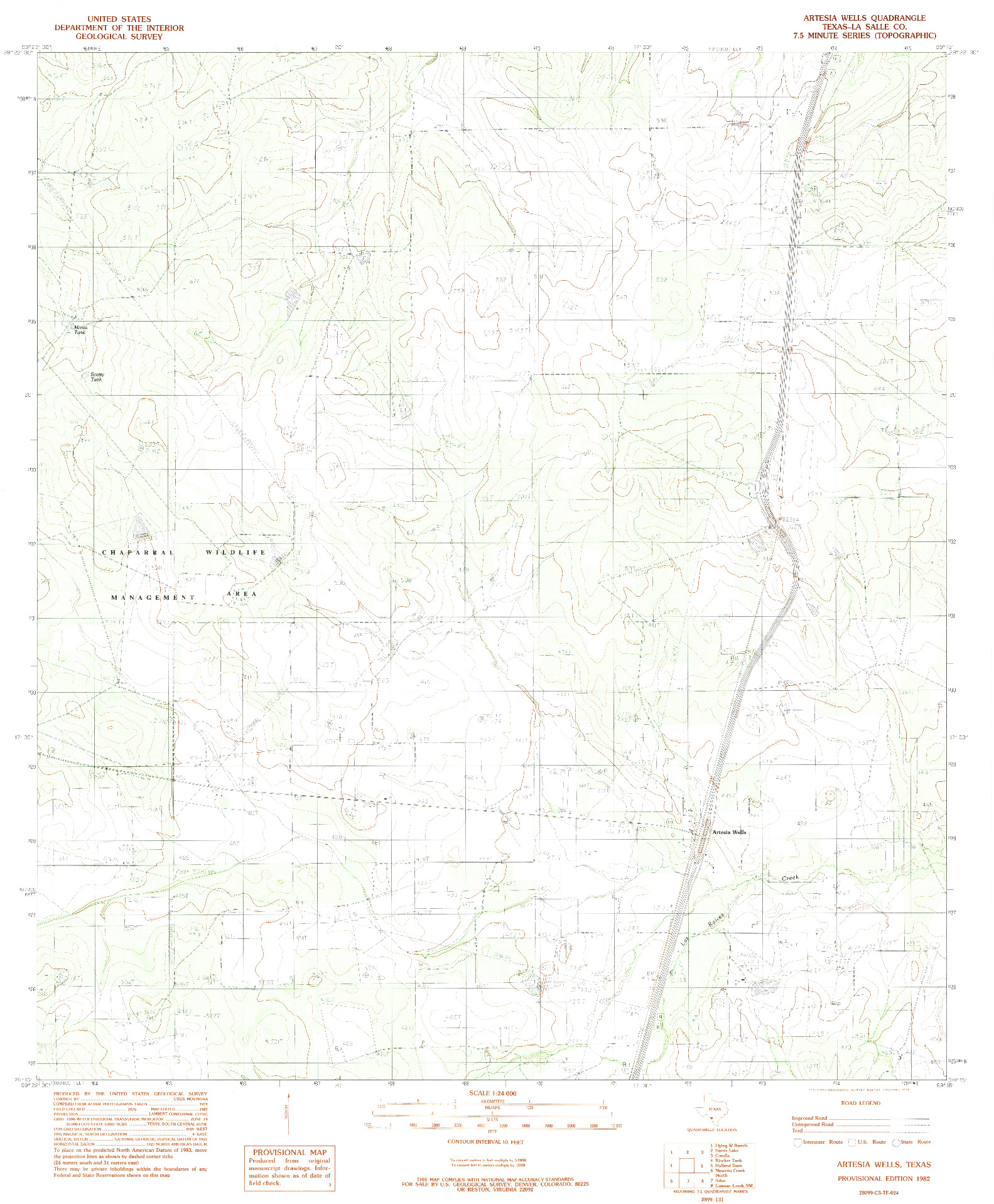 USGS 1:24000-SCALE QUADRANGLE FOR ARTESIA WELLS, TX 1982