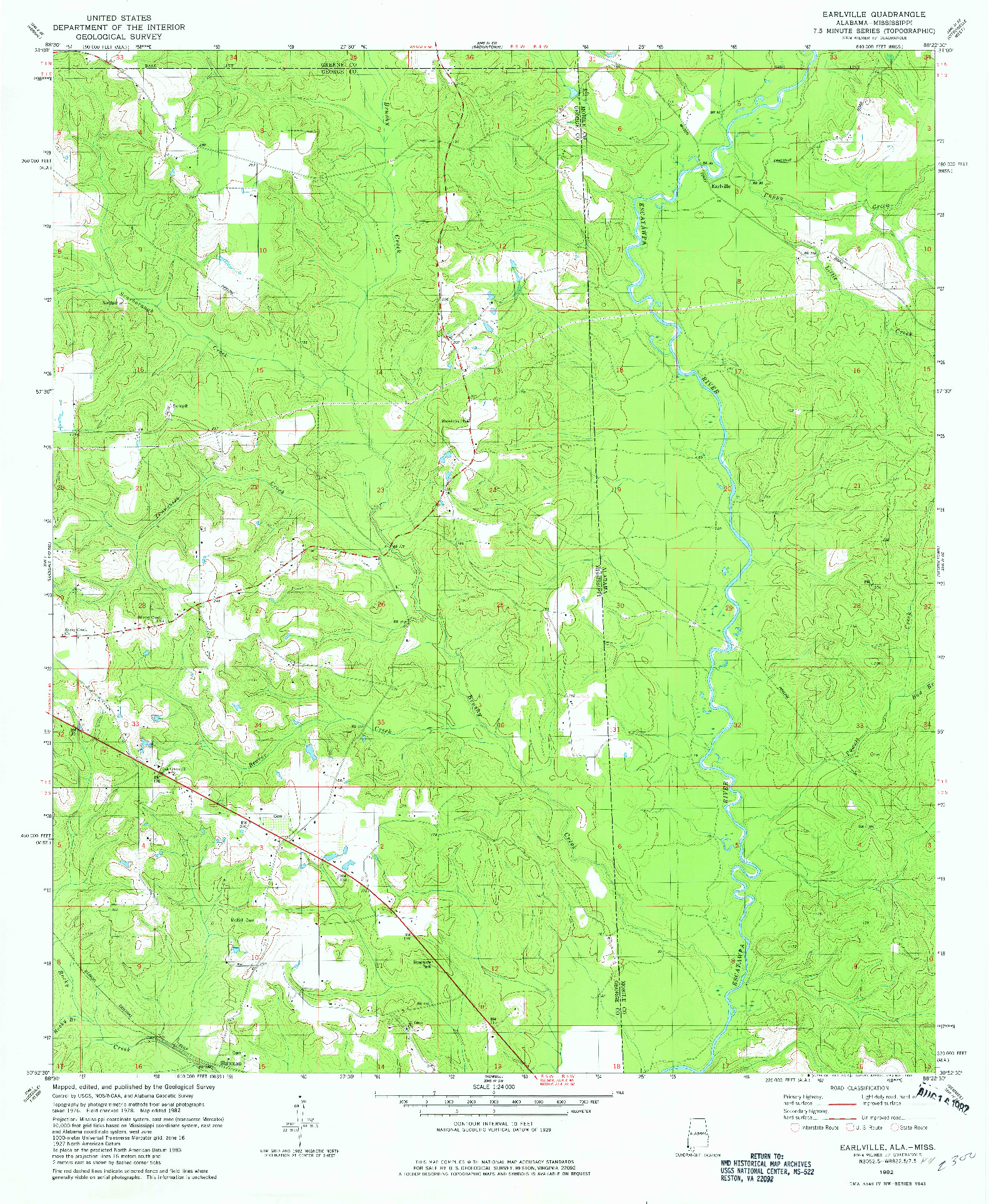 USGS 1:24000-SCALE QUADRANGLE FOR EARLVILLE, AL 1982