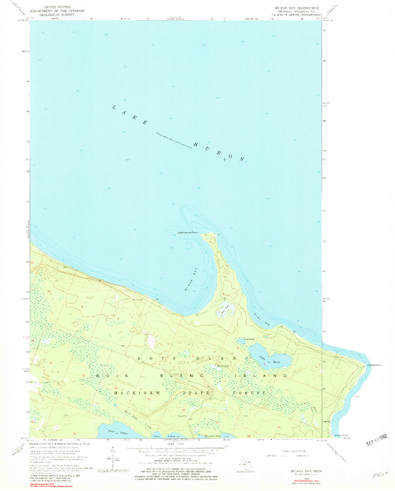 USGS 1:24000-SCALE QUADRANGLE FOR MCRAE BAY, MI 1964