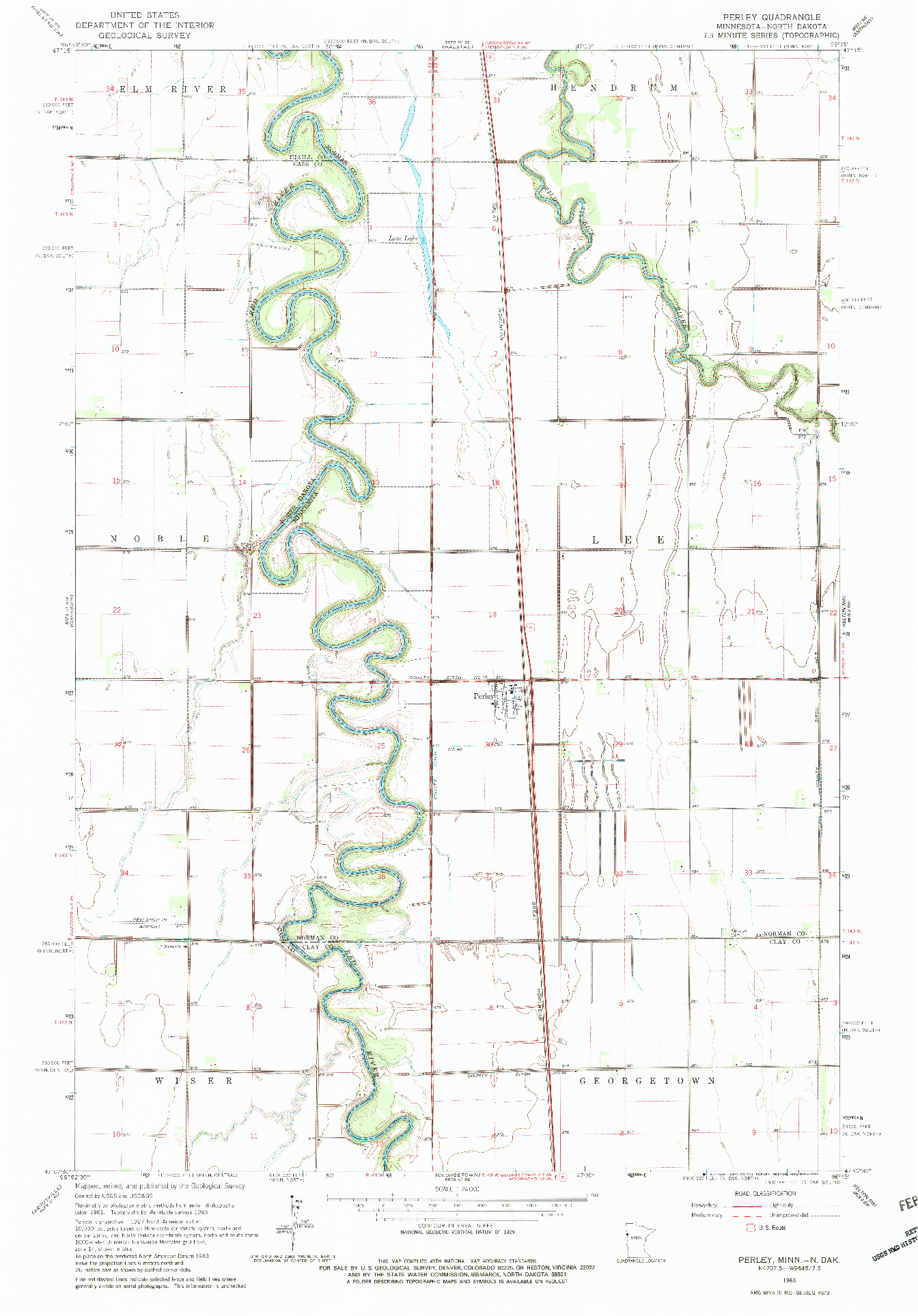 USGS 1:24000-SCALE QUADRANGLE FOR PERLEY, MN 1963