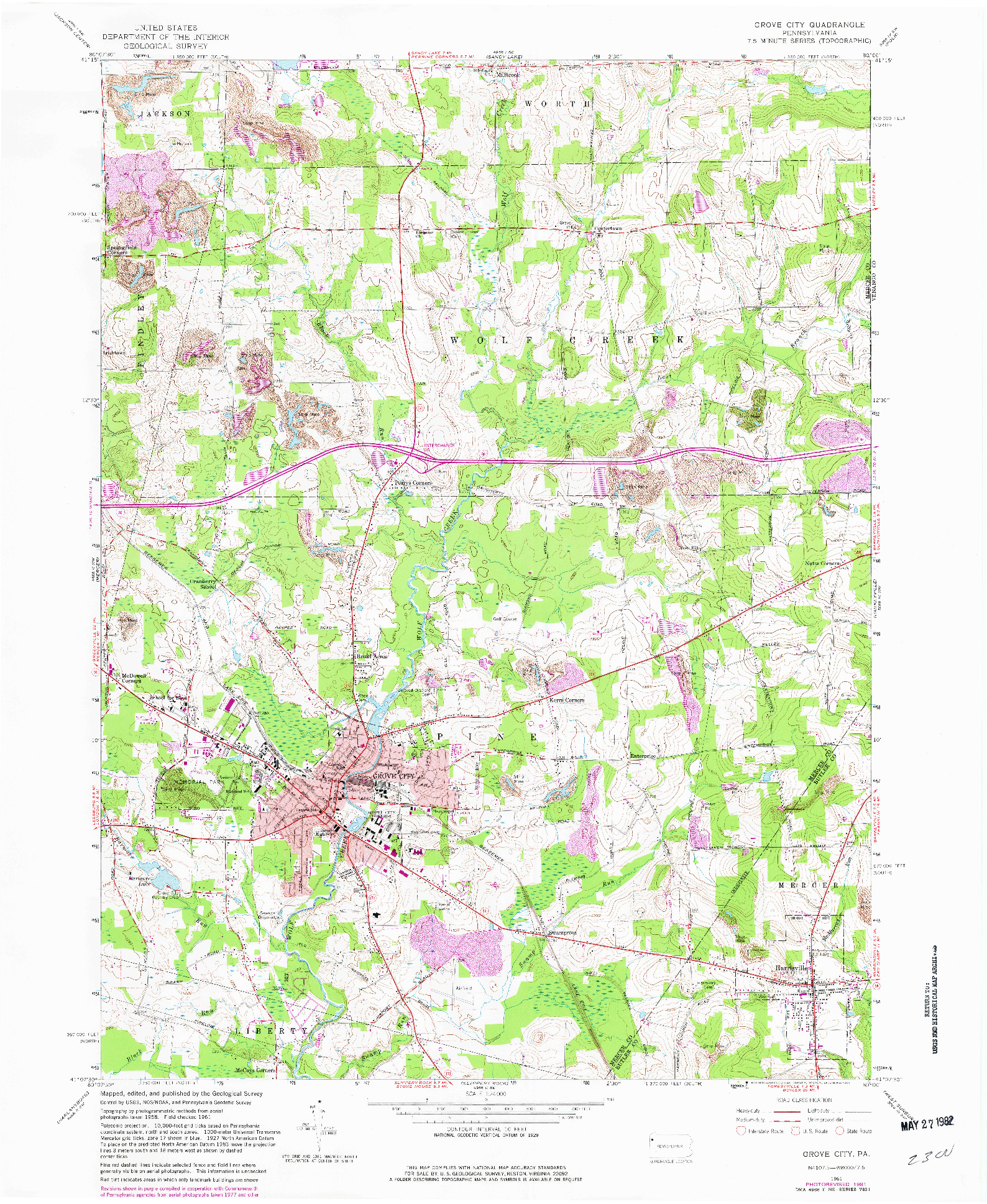 USGS 1:24000-SCALE QUADRANGLE FOR GROVE CITY, PA 1961